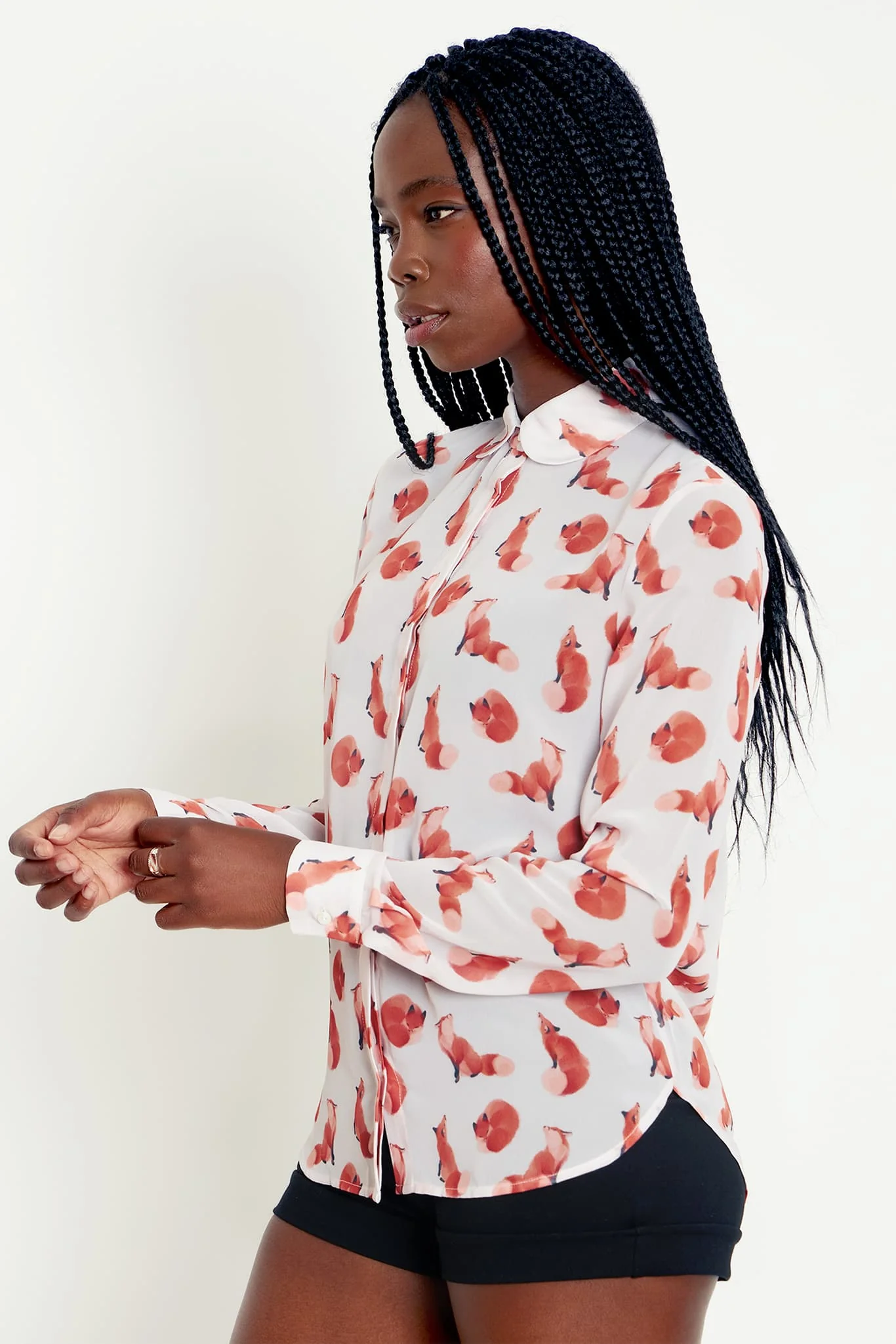 Ghost Foxes Long Sleeve Cute As A Button Shirt - Image 4
