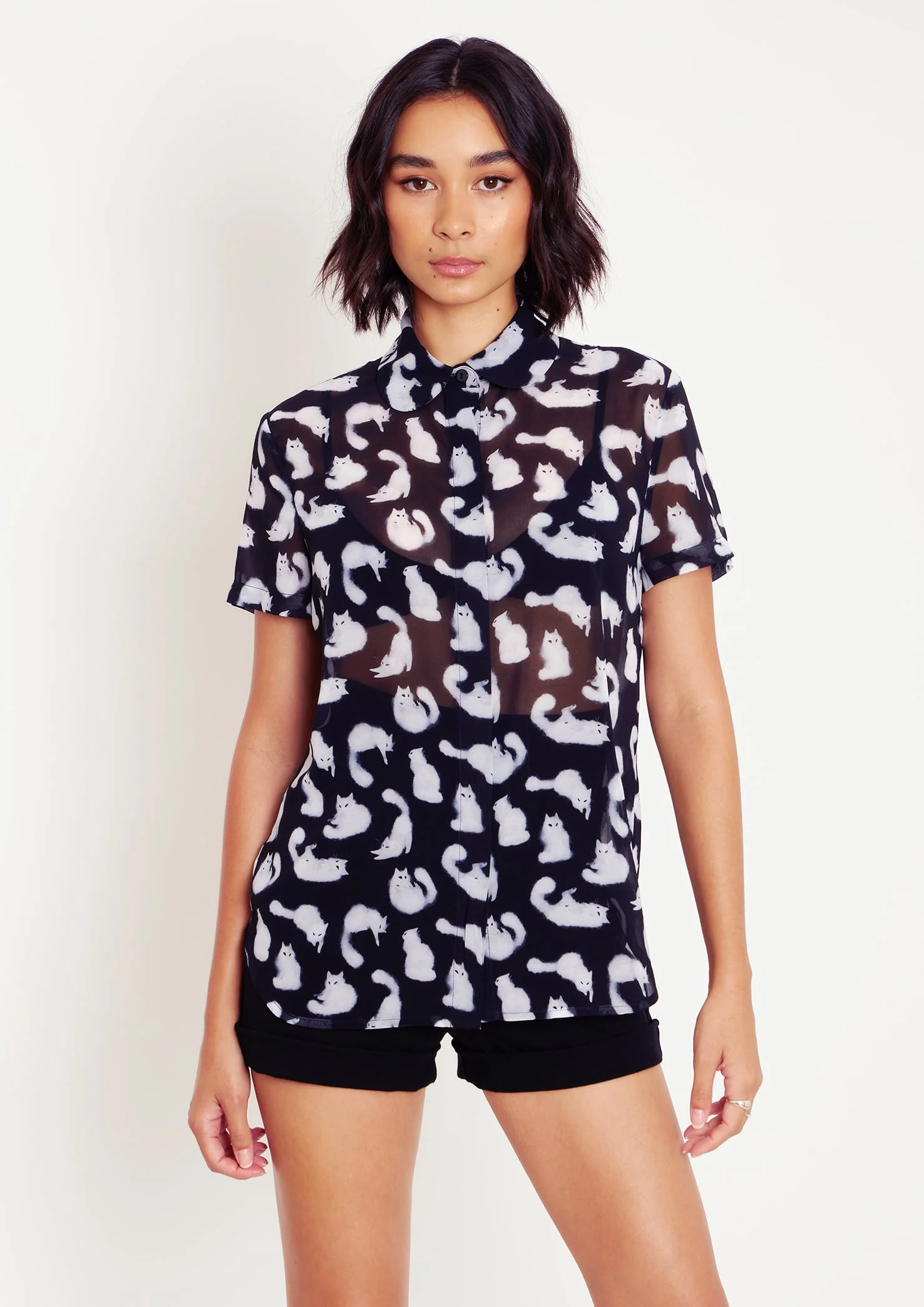 Ghost Kitties Cute As A Button Shirt