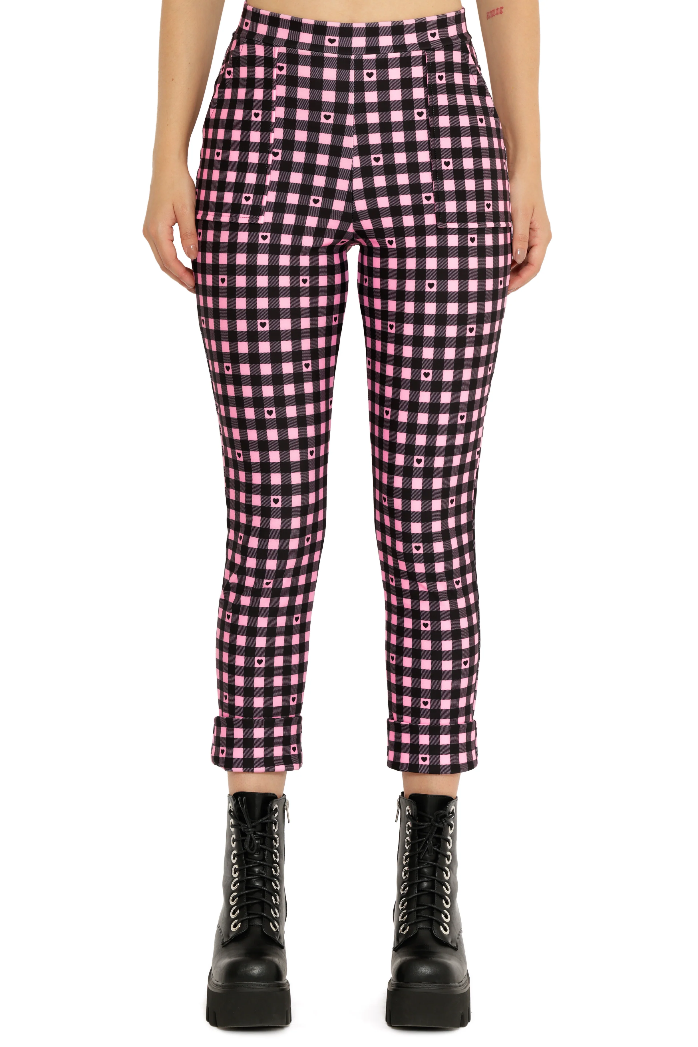 Gingham Hearts Pink Cuffed Pants - Image 7