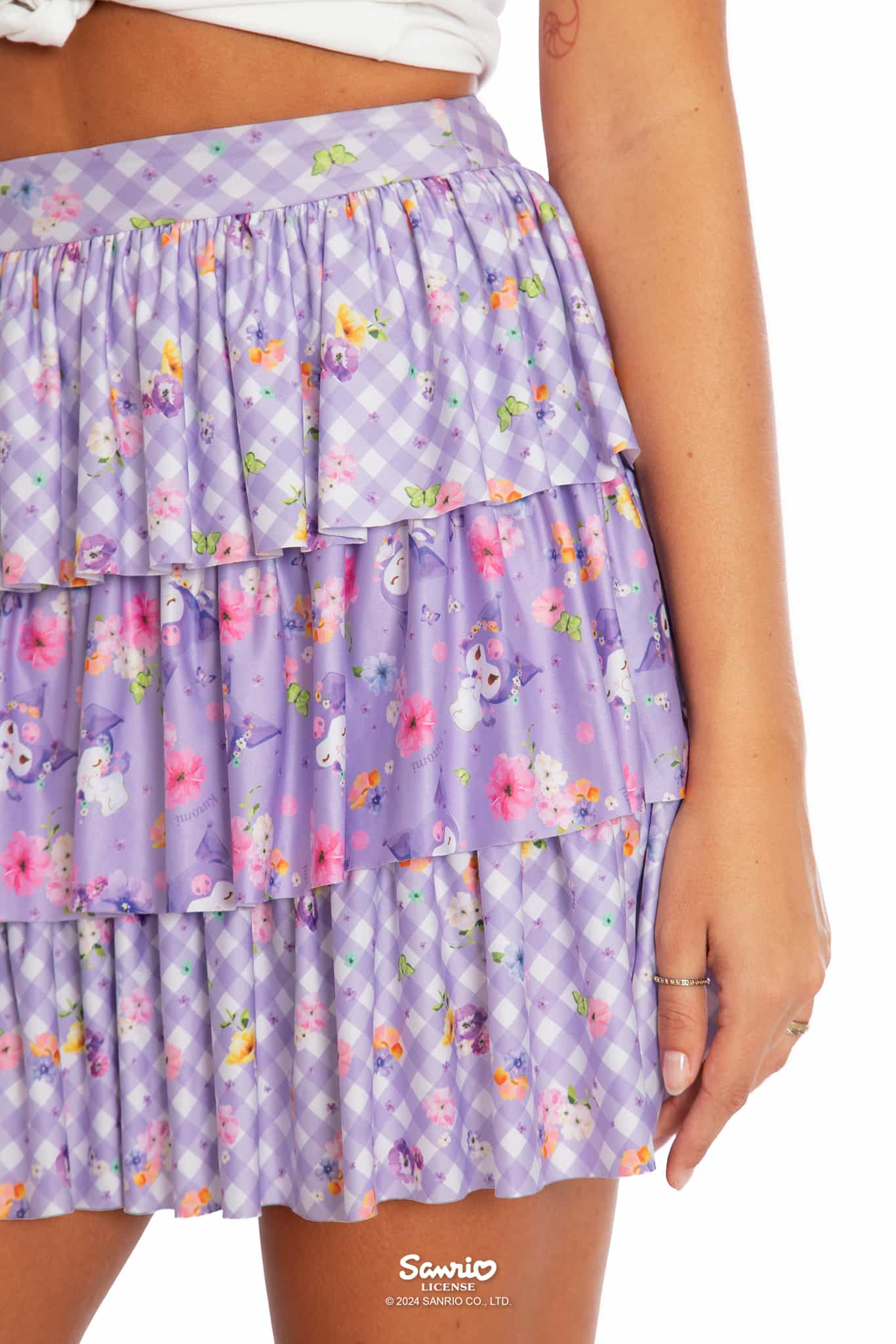 Gingham Kuromi Tiered Skirt - Image 4