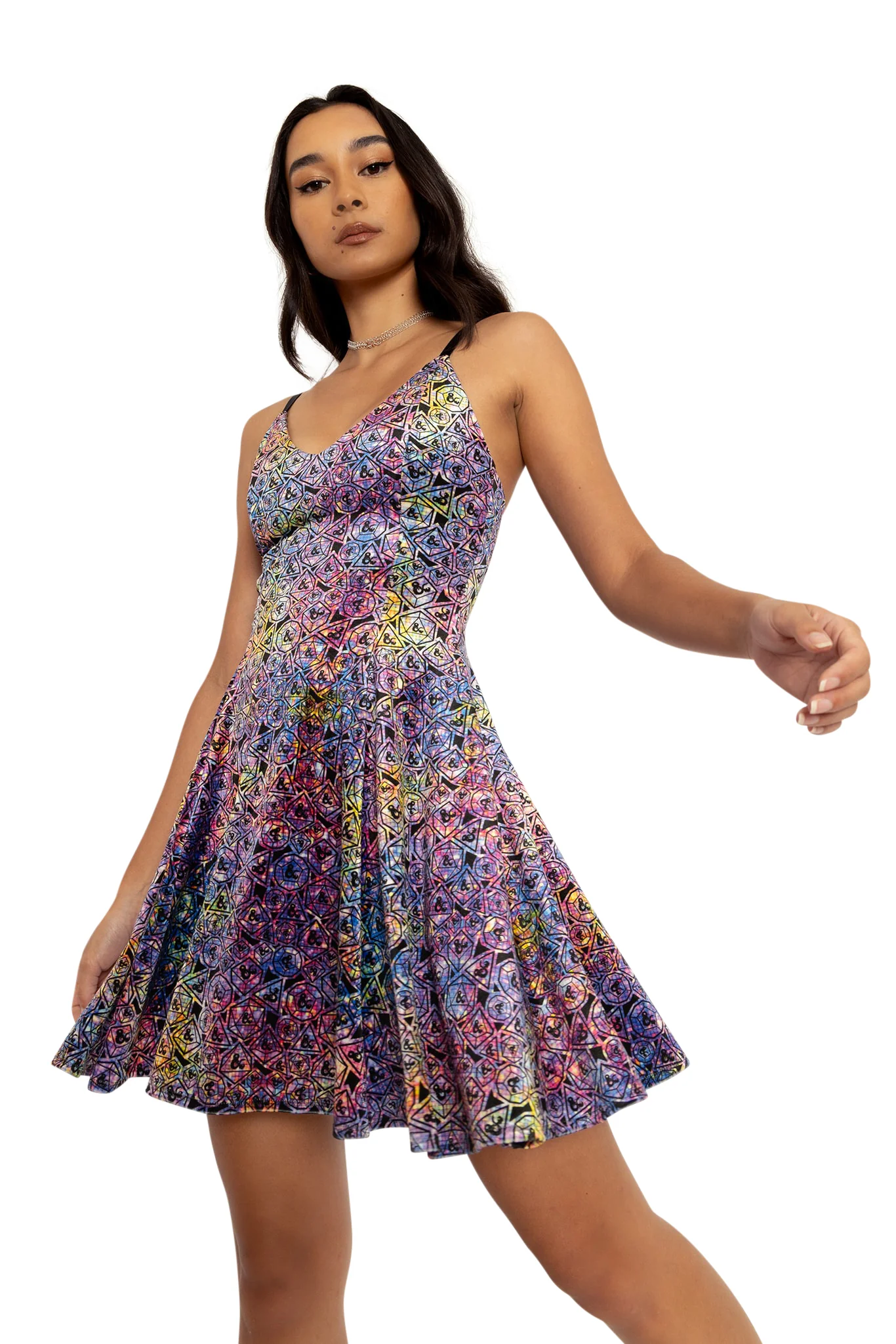 Glitter Dice Velvet Mini Strappy Dress - Image 8