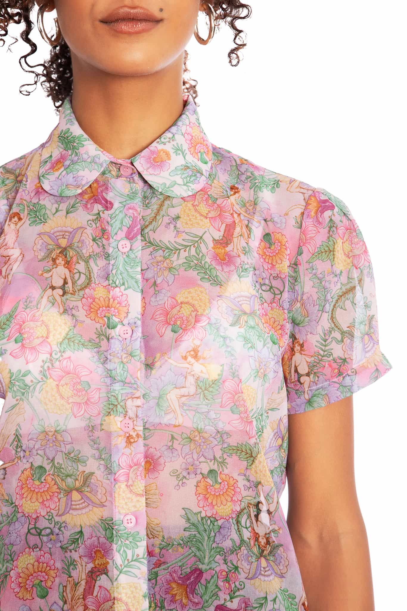 Goble Fairies Puff Sleeve Cute As A Button Shirt - Image 4