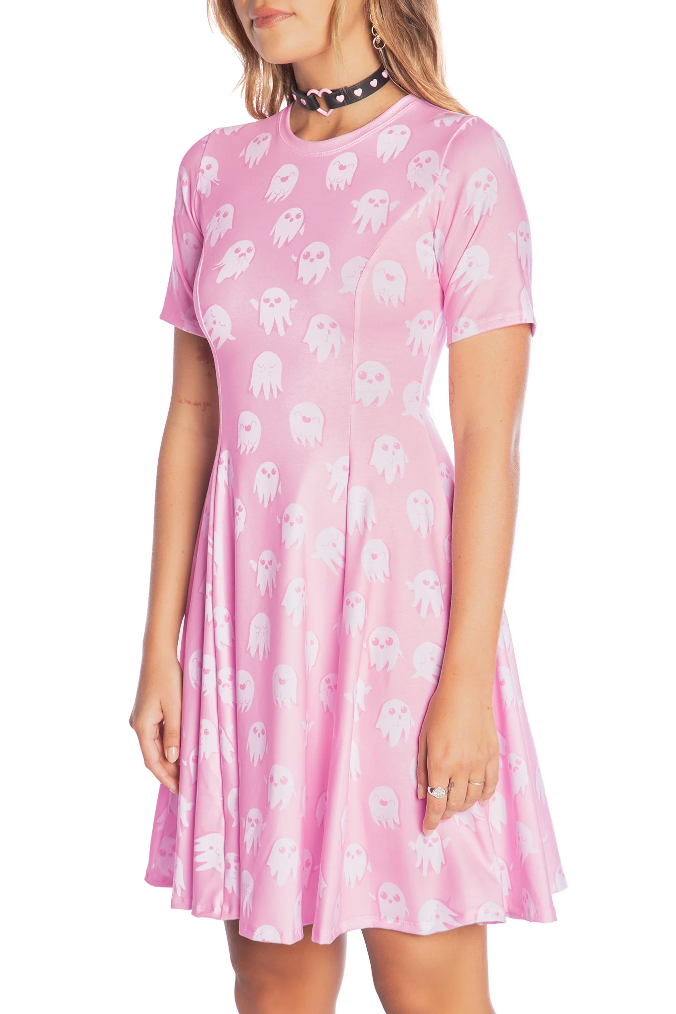 Good Spirits Pink Longline Evil Tee Dress - Image 3