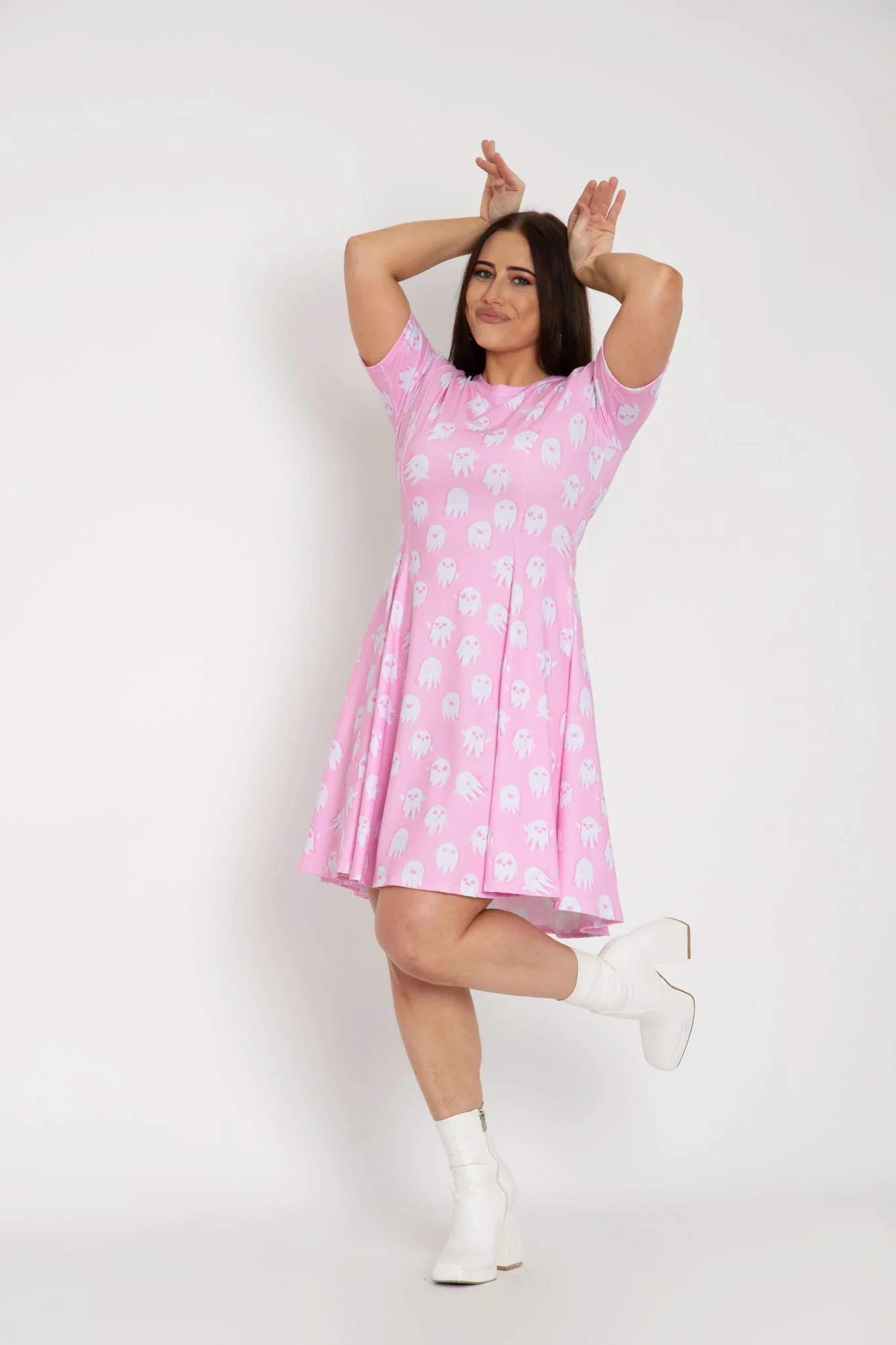 Good Spirits Pink Longline Evil Tee Dress - Image 4