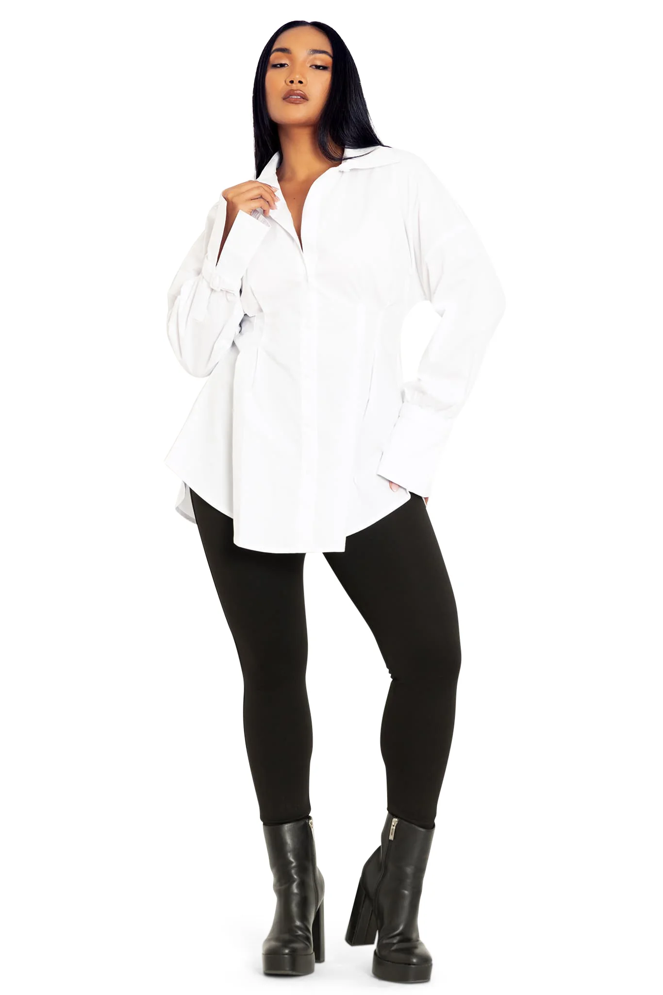 Gothic Romance Cinched Waist Button Up Shirt - Image 5