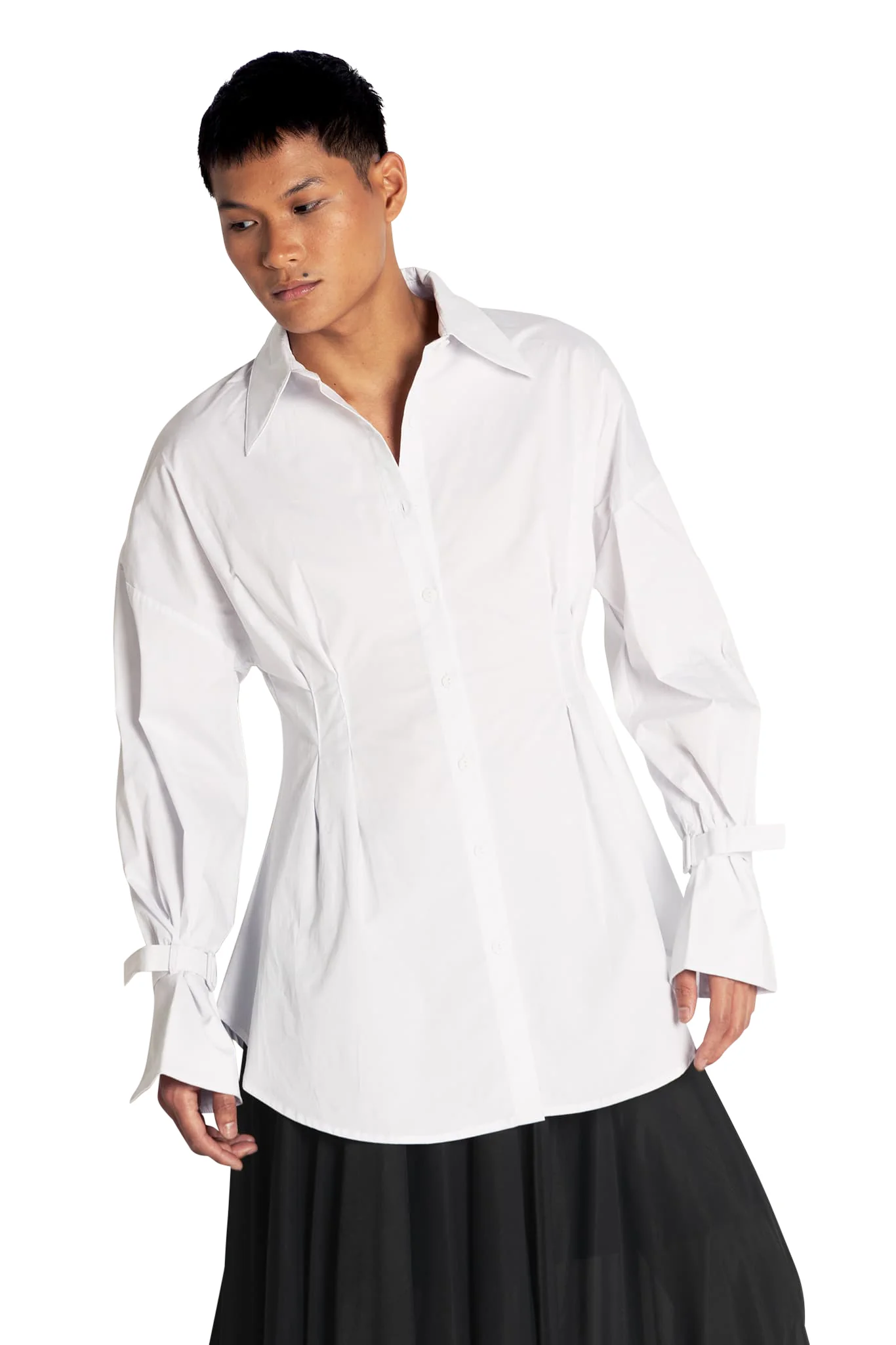 Gothic Romance Cinched Waist Button Up Shirt - Image 6