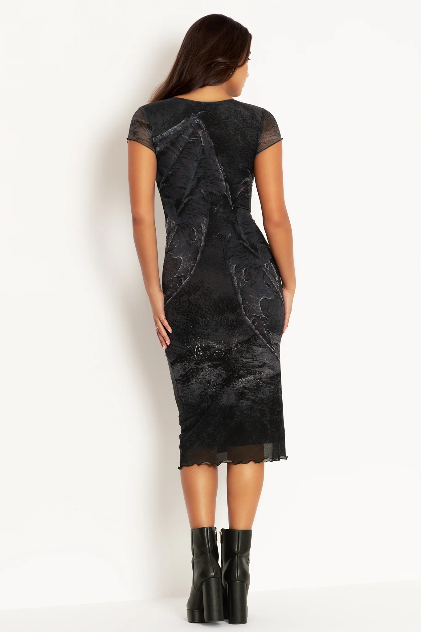 Great Old Ones Sheer Cap Sleeve Bodycon Dress - Image 2