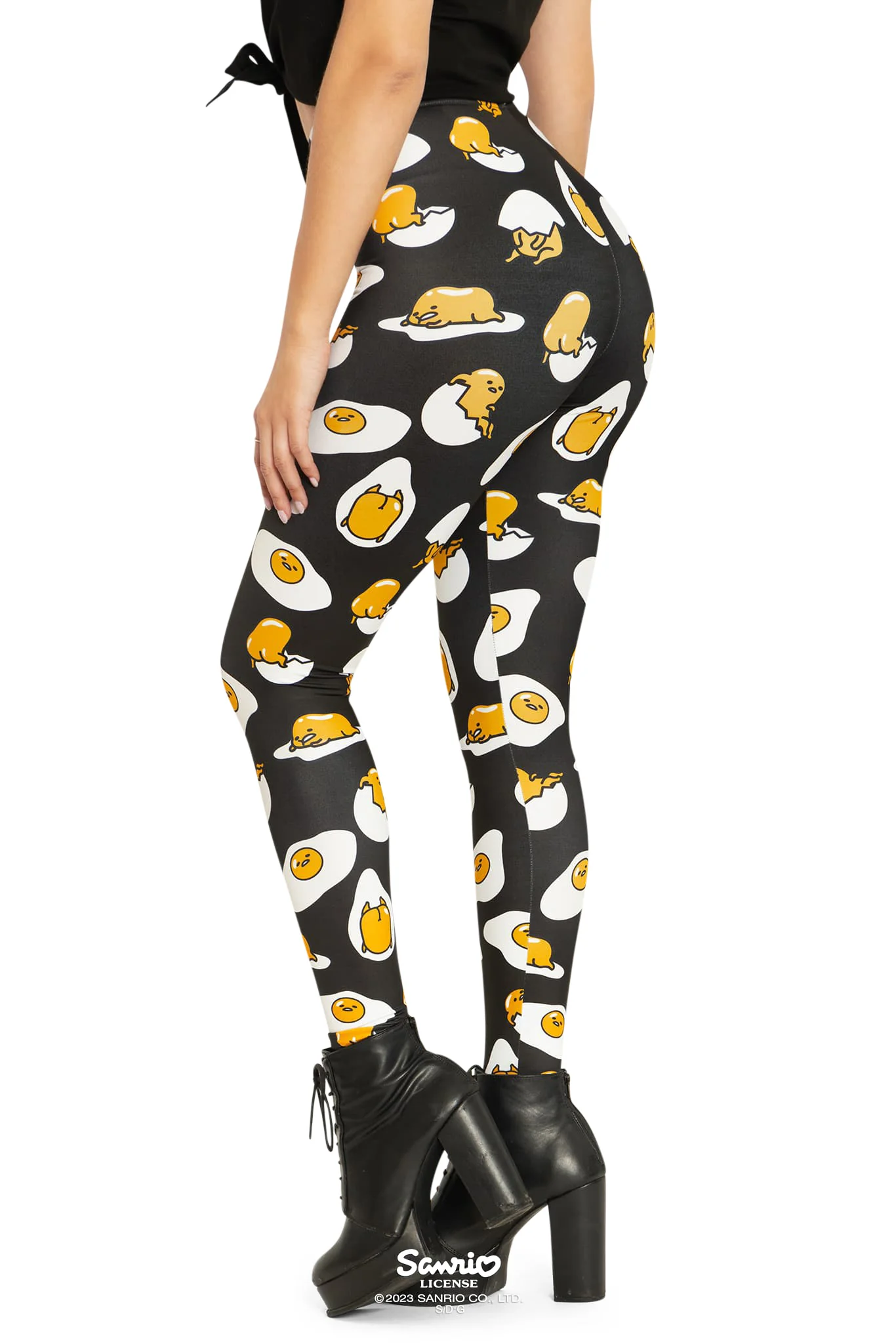 Gudetama Black High Waisted Matte Finish Leggings - Image 4