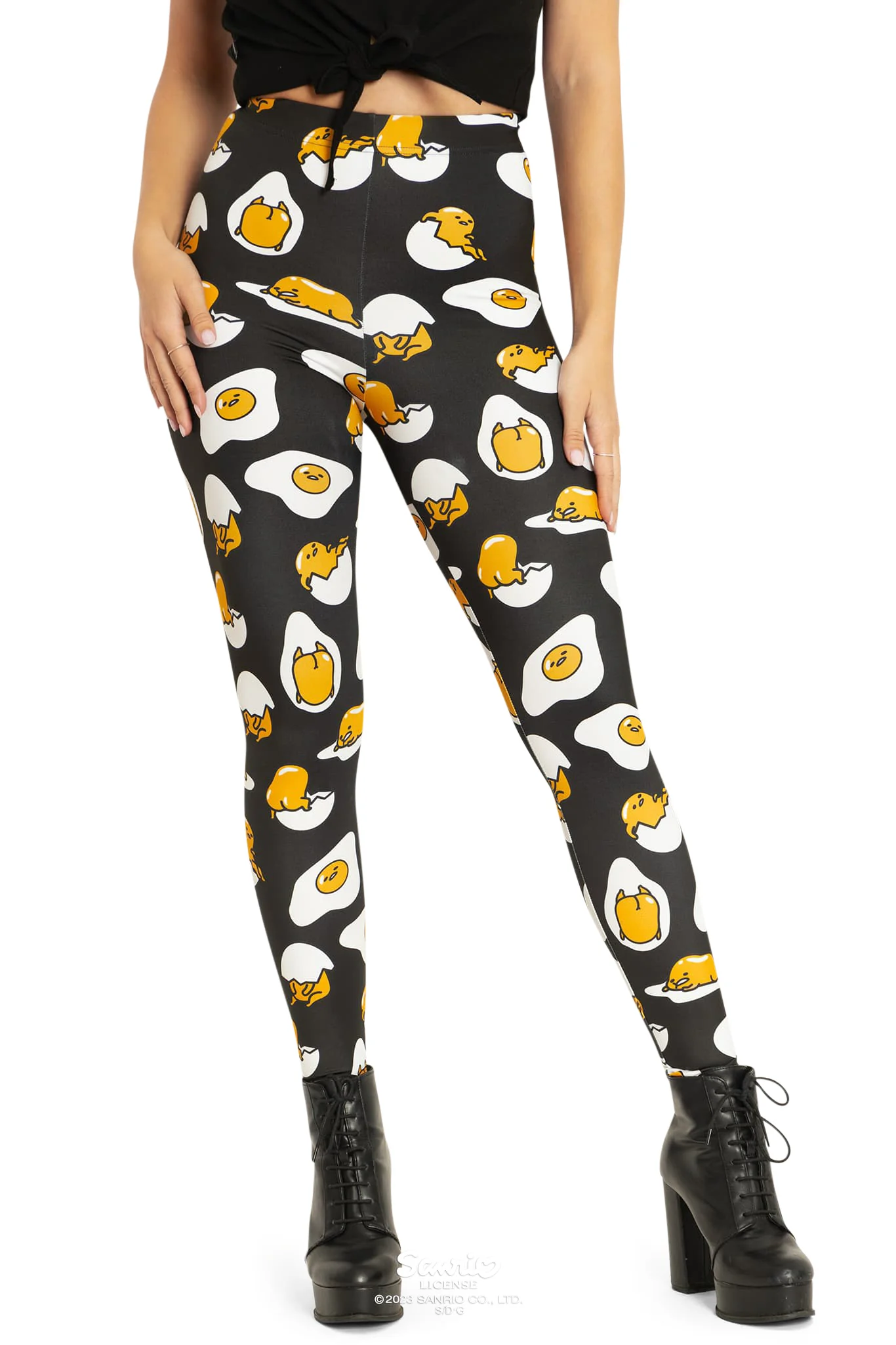 Gudetama Black High Waisted Matte Finish Leggings - Image 6
