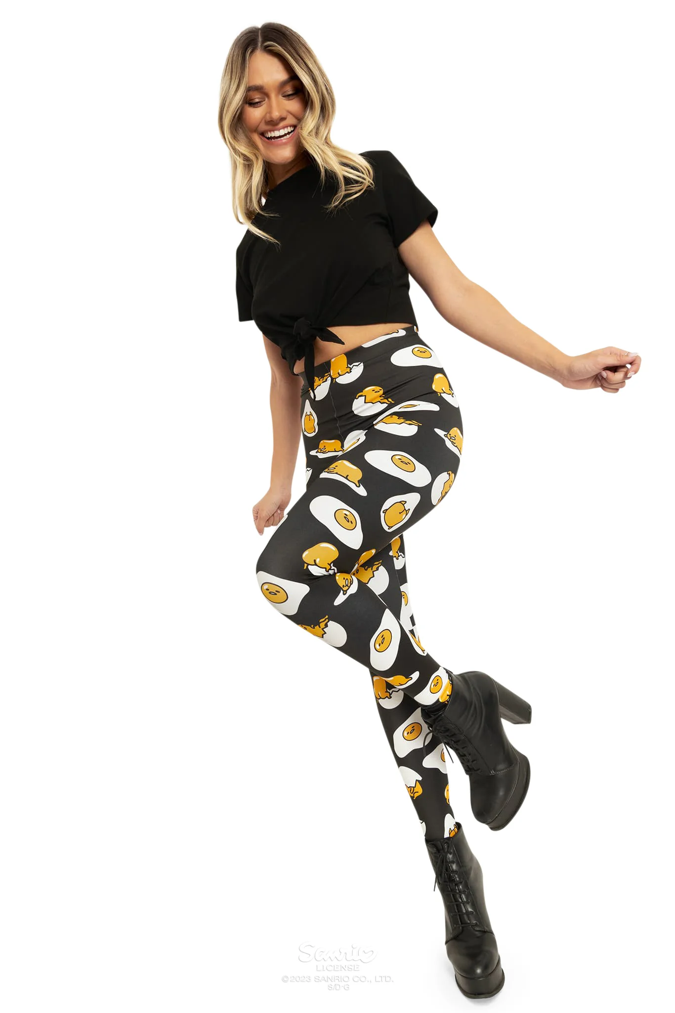 Gudetama Black High Waisted Matte Finish Leggings - Image 7