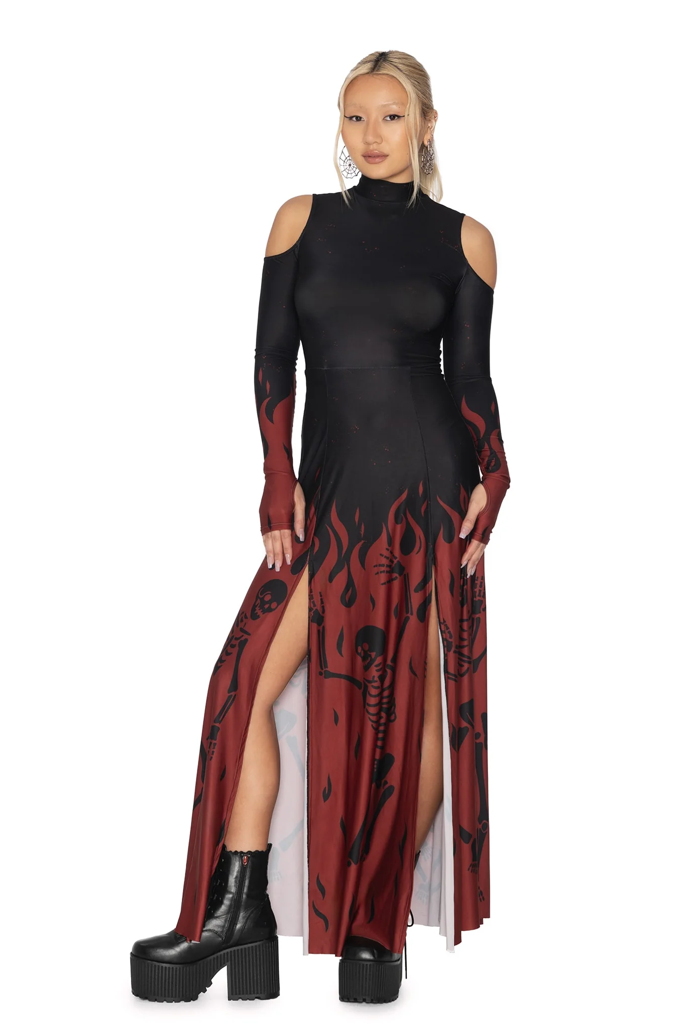 Hellfire Cold Shoulder Maxi Dress - Image 7