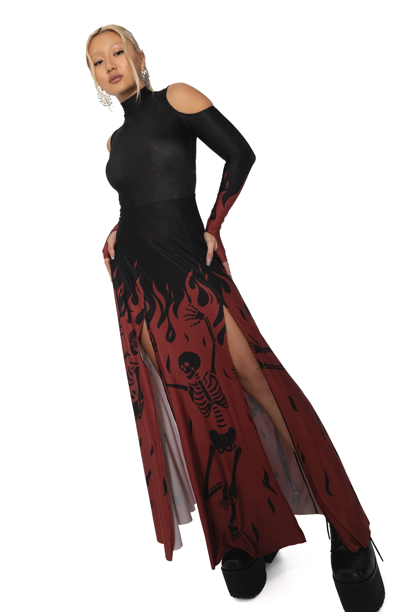 Hellfire Cold Shoulder Maxi Dress - Image 8