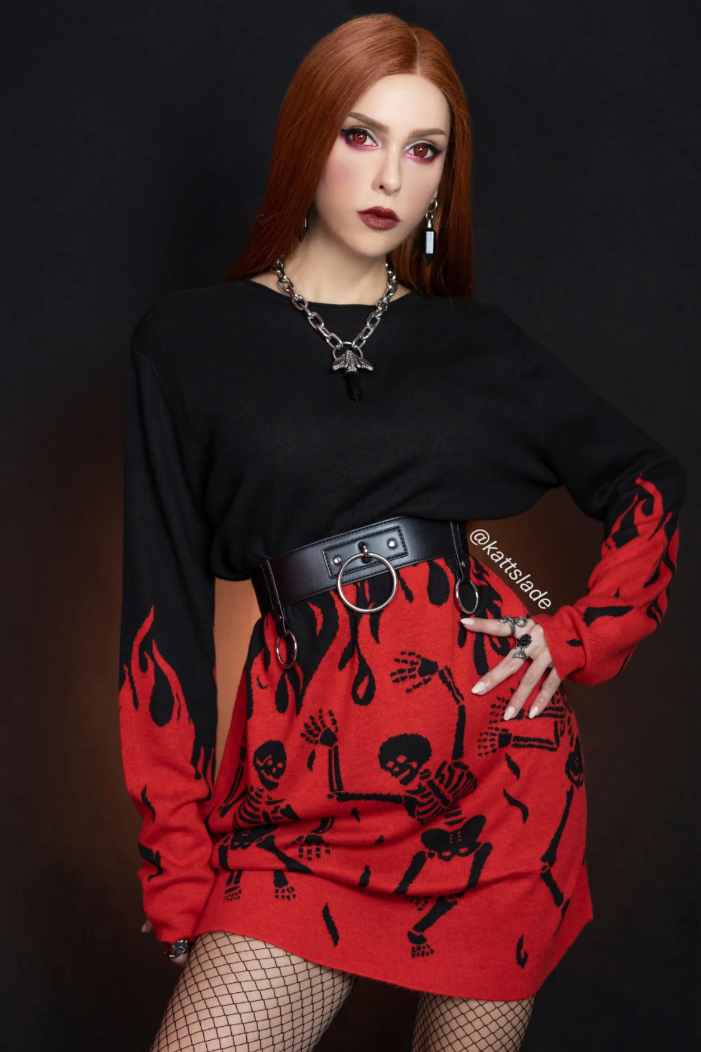 Hellfire Oversized Knit Longline Sweater - Image 2