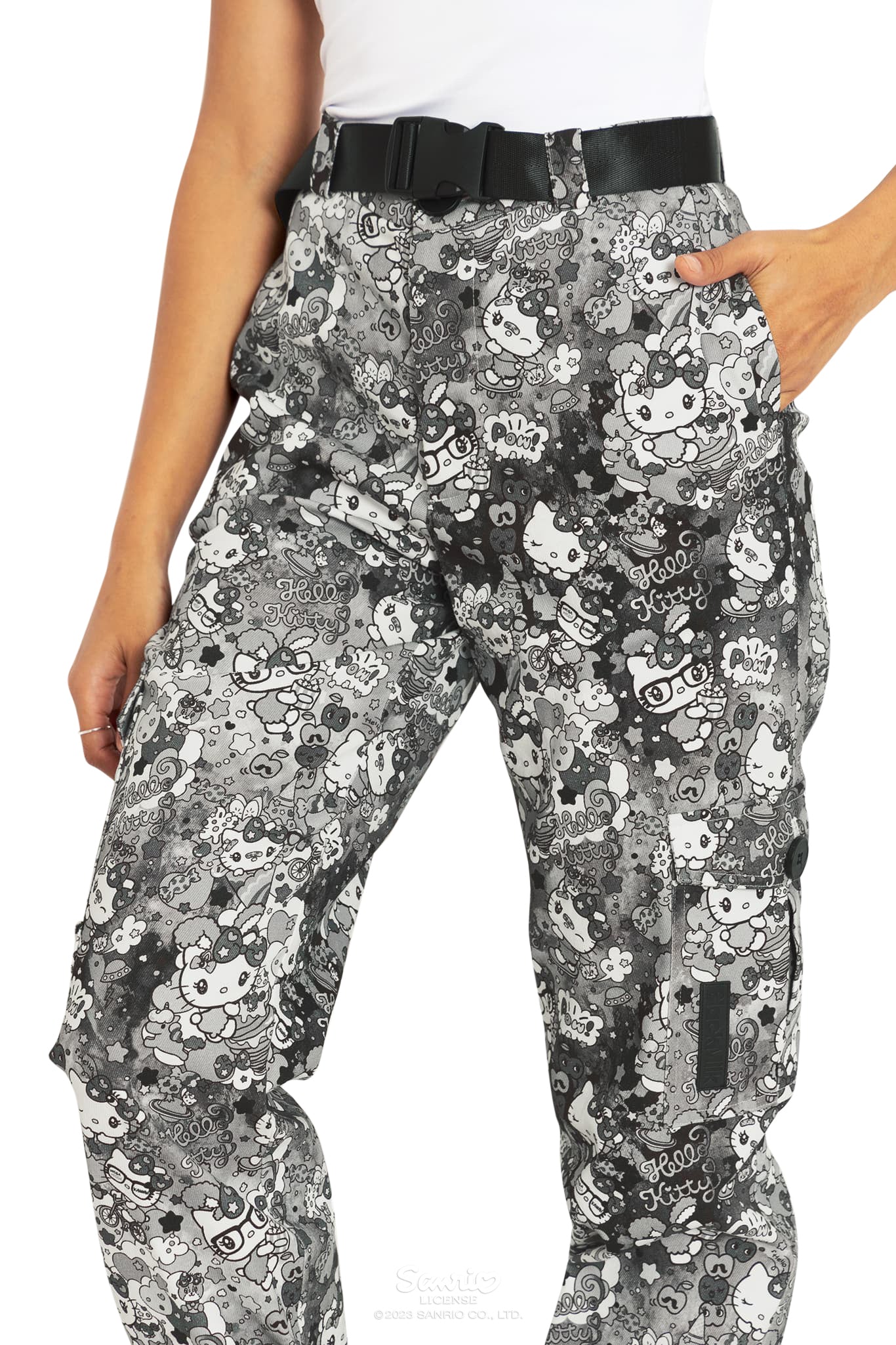 Hello Kitty Harajuku Grey Cargo Pants - Image 3