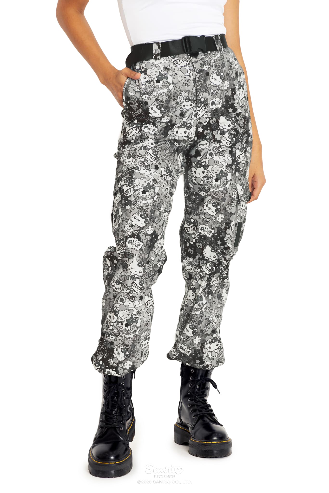 Hello Kitty Harajuku Grey Cargo Pants - Image 5
