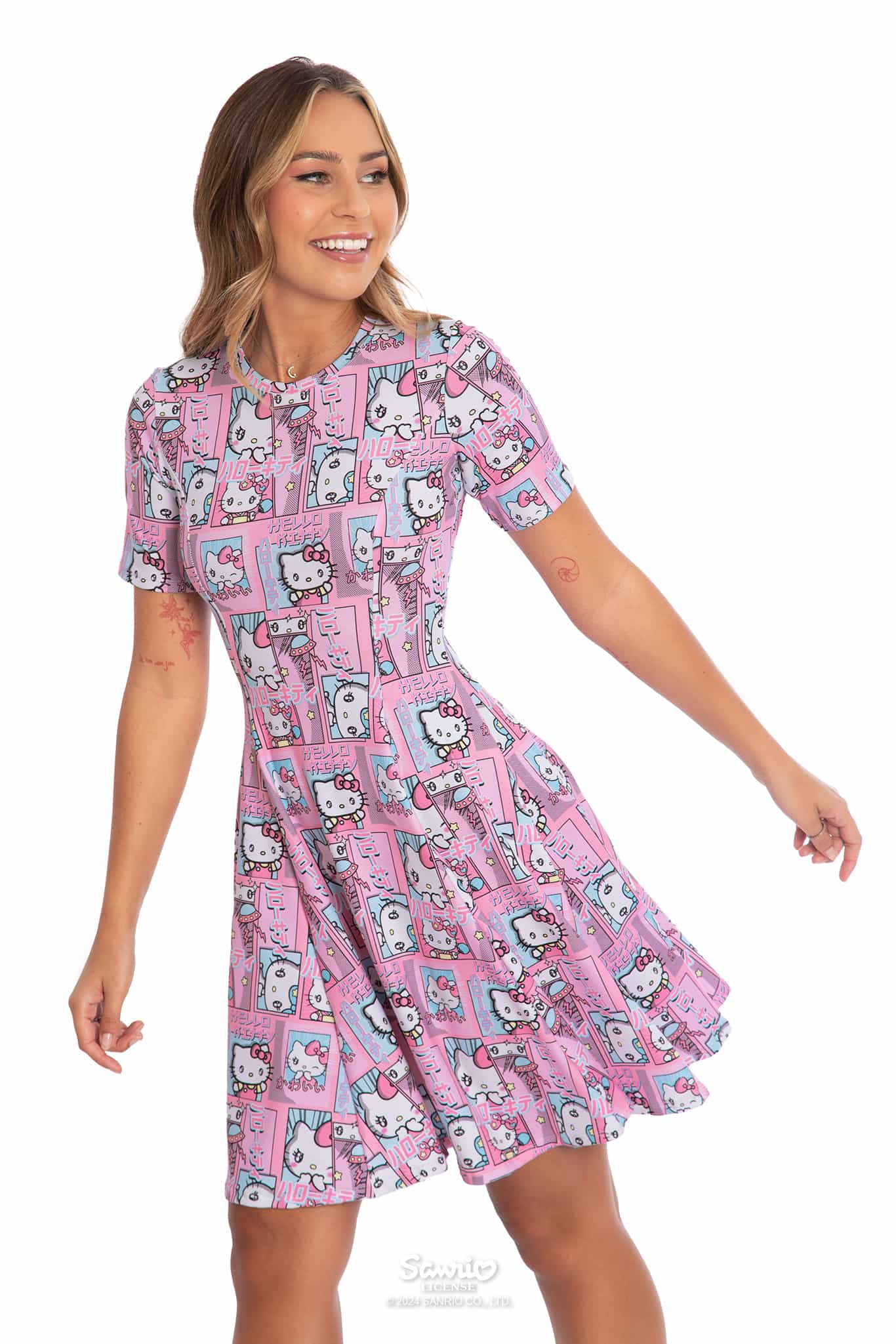 Hello Kitty Manga Longline Evil Tee Dress - Image 5