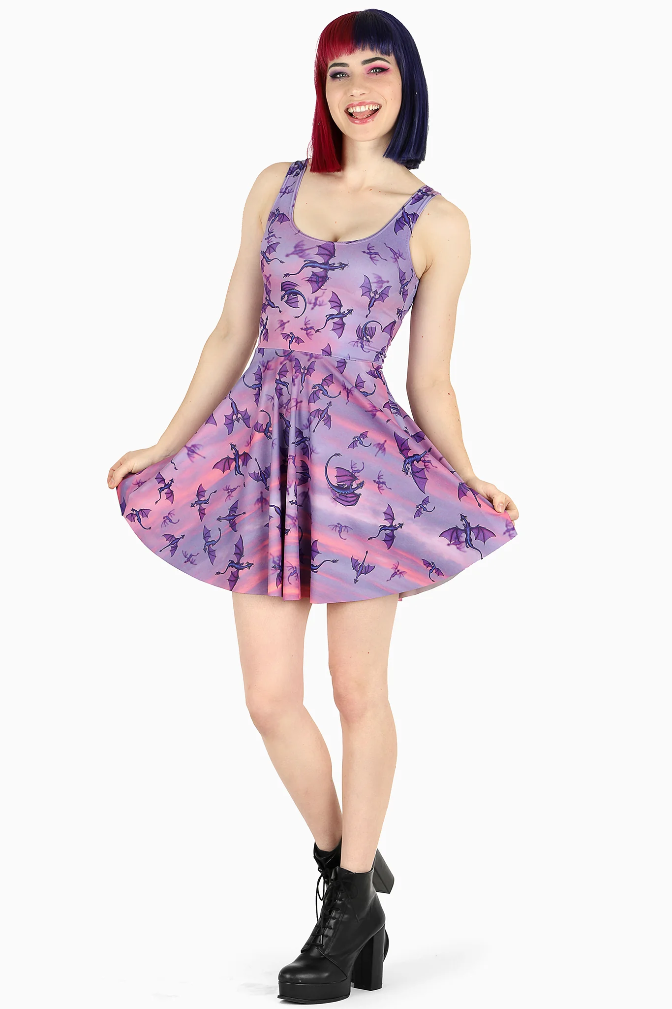 Here Be She Dragons Scoop Skater Dress - Image 4