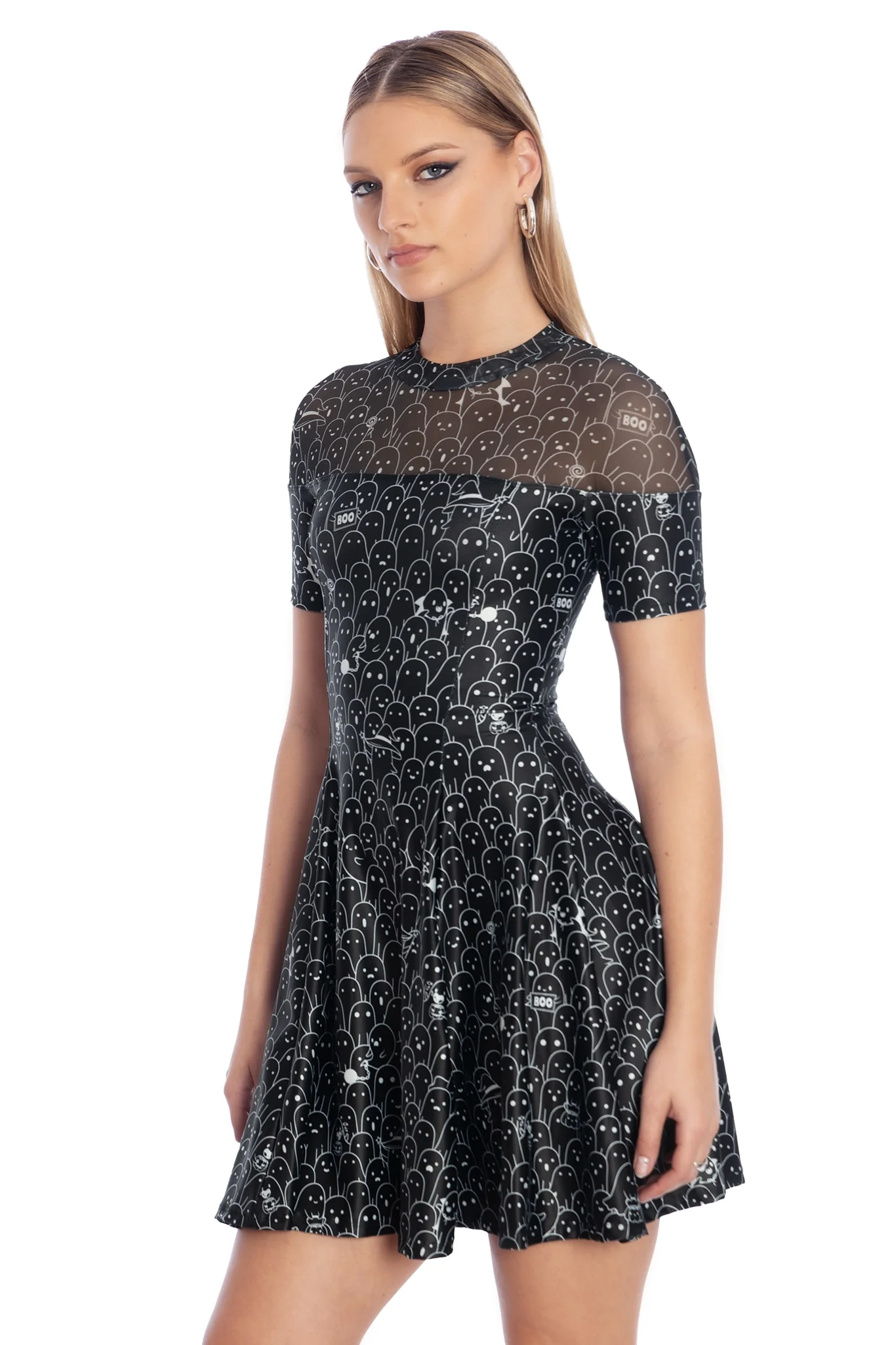 Hide And Shriek Sheer Splice Evil Tee Dress - Image 5