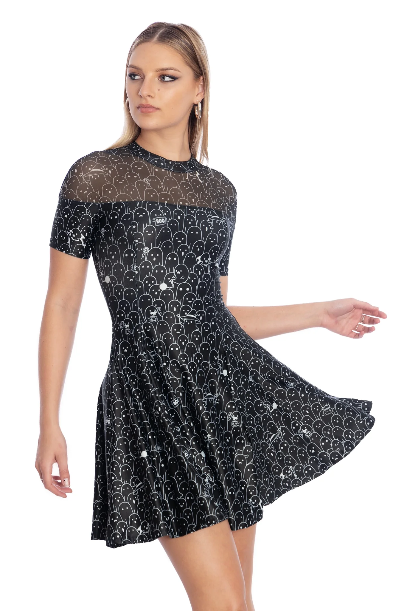 Hide And Shriek Sheer Splice Evil Tee Dress - Image 7