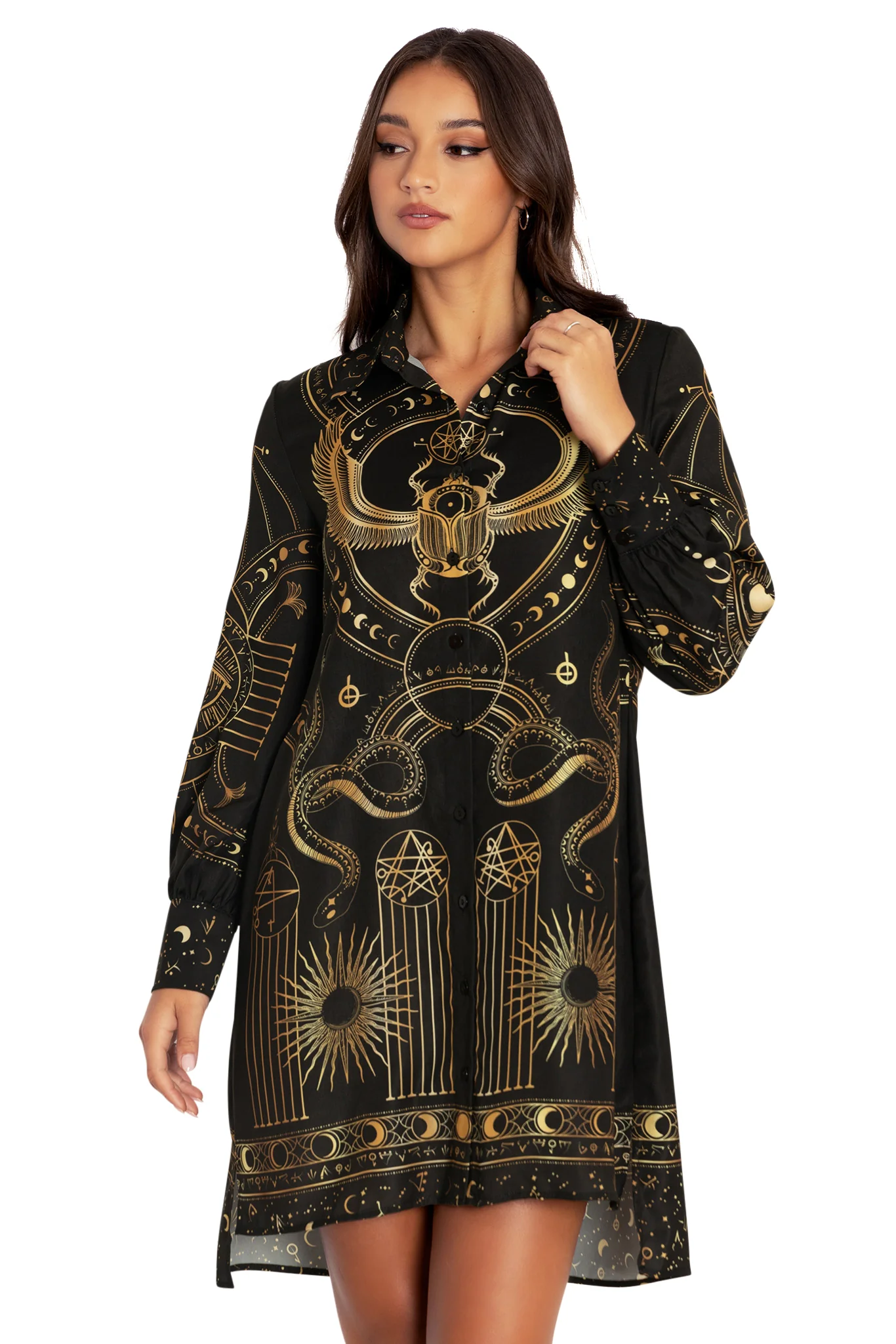 High Priestess Long Sleeve Work It Shirt Dress - Image 7