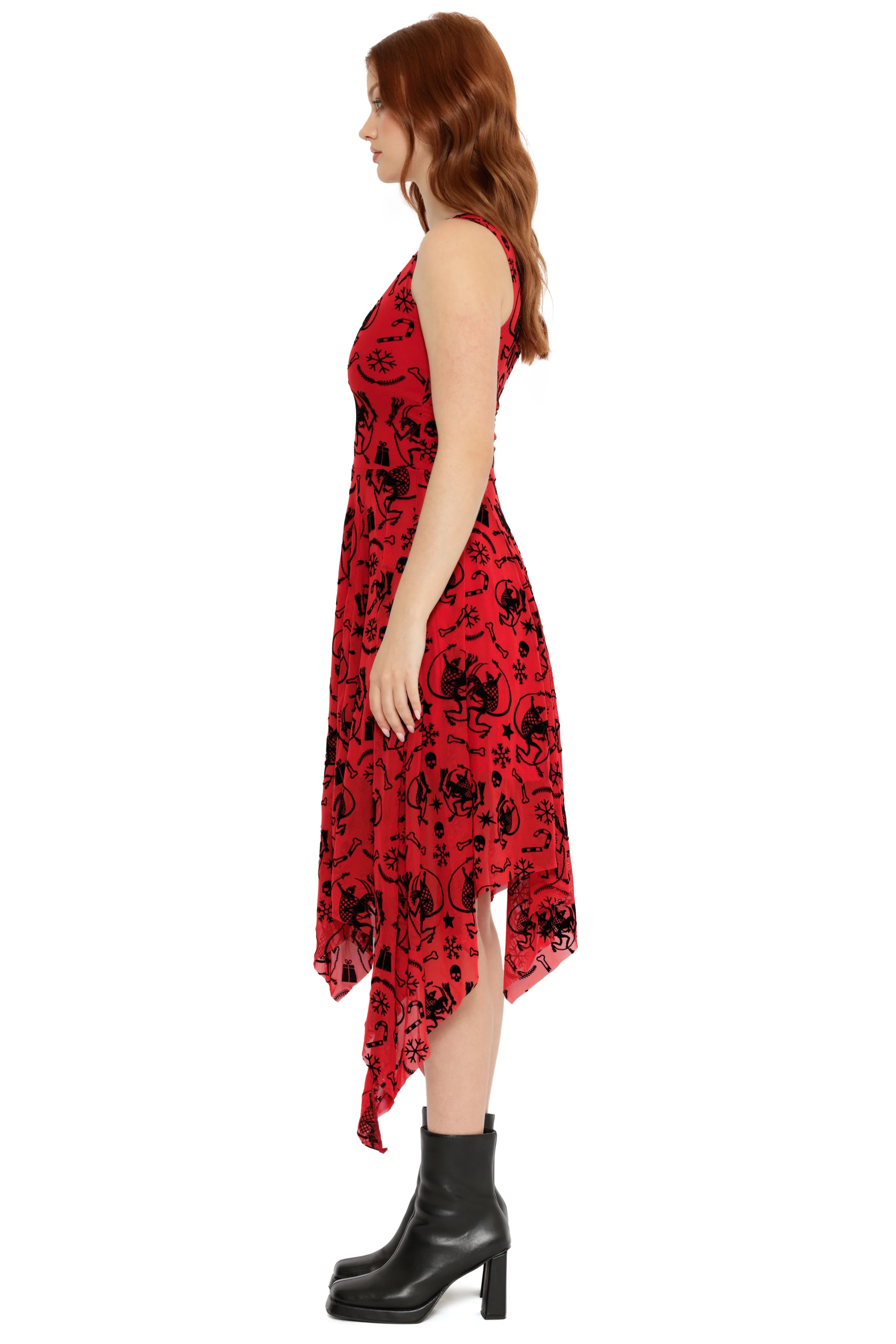 Ho Ho Horror Flocked Handkerchief Midi Dress - Image 5