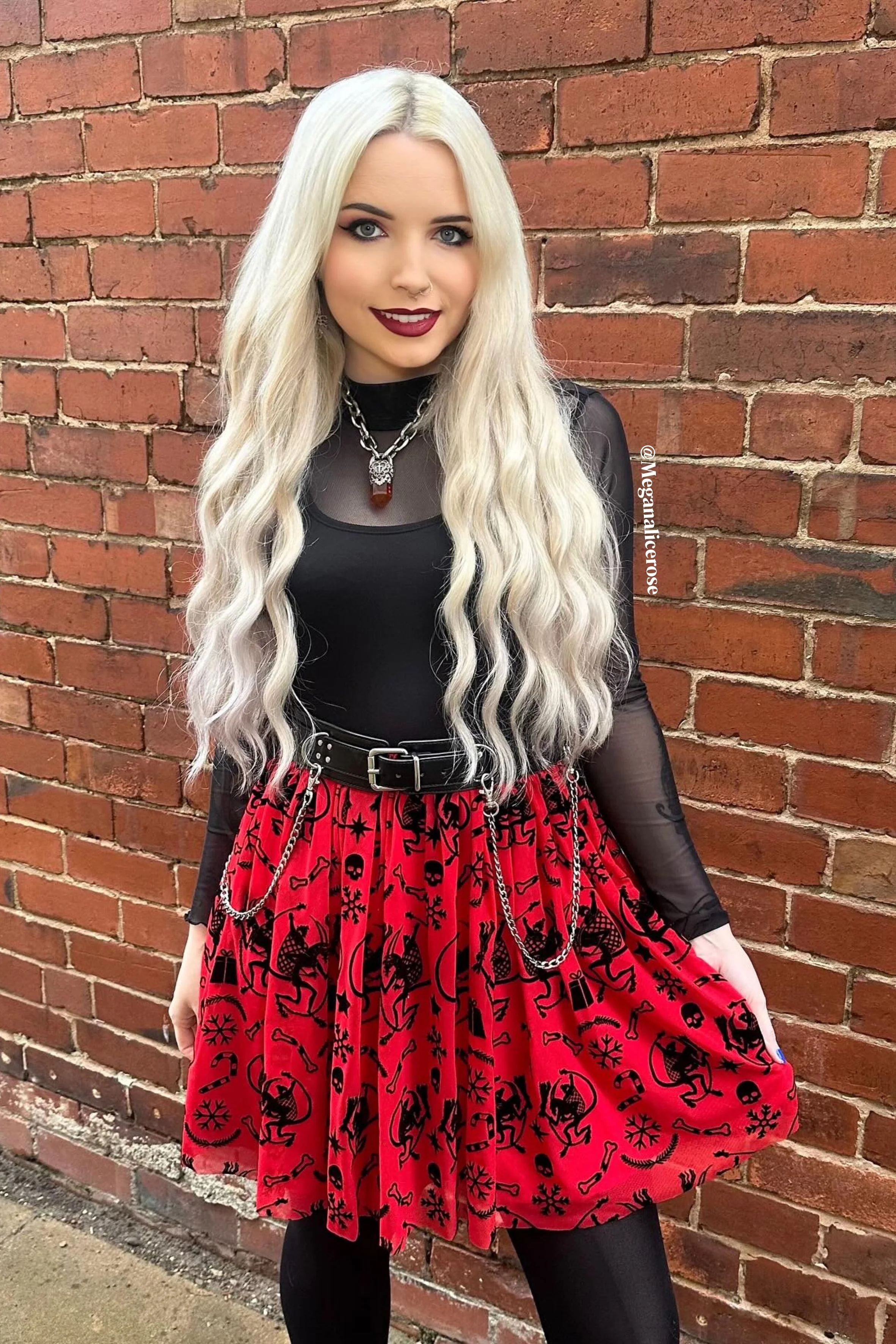 Ho Ho Horror Reversible Flocked Skater Dress
