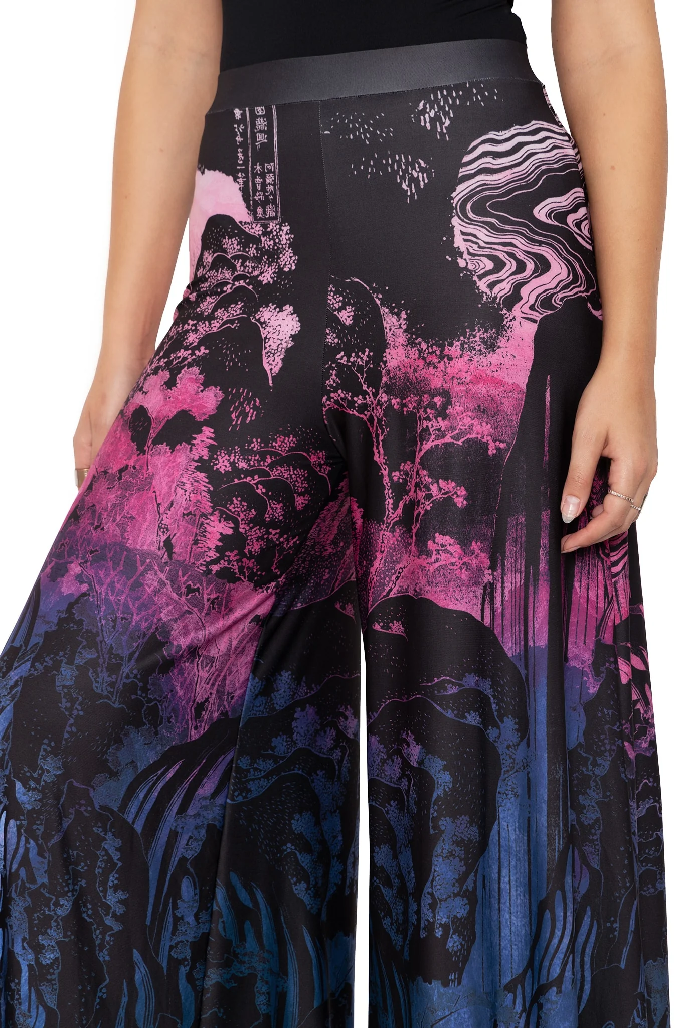Hokusai's Waterfalls Palazzo Pants - Image 3