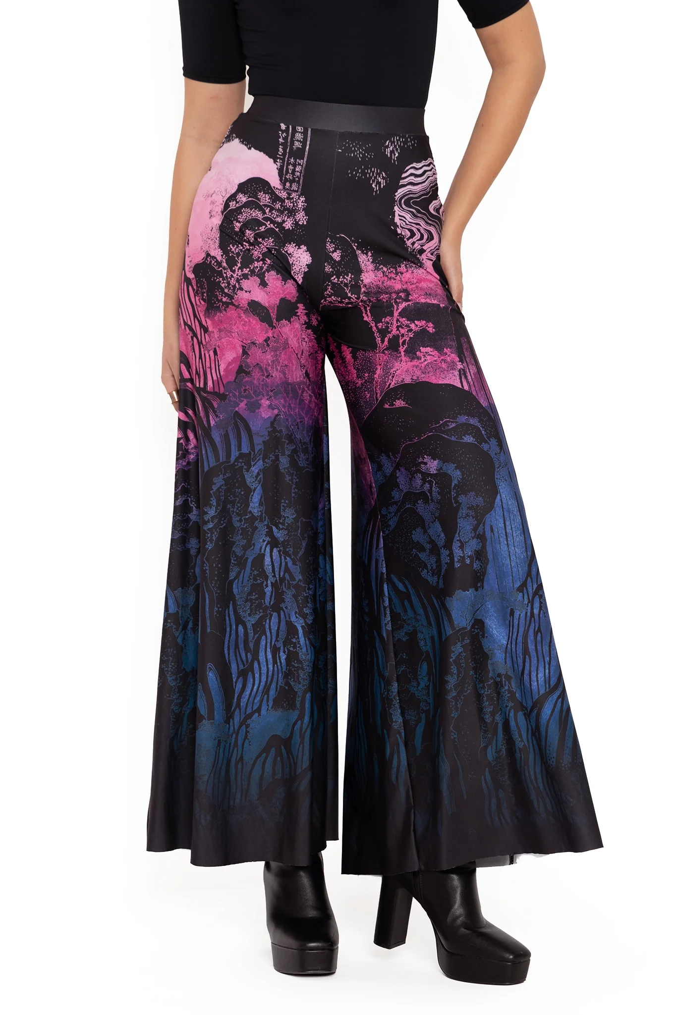 Hokusai's Waterfalls Palazzo Pants - Image 6