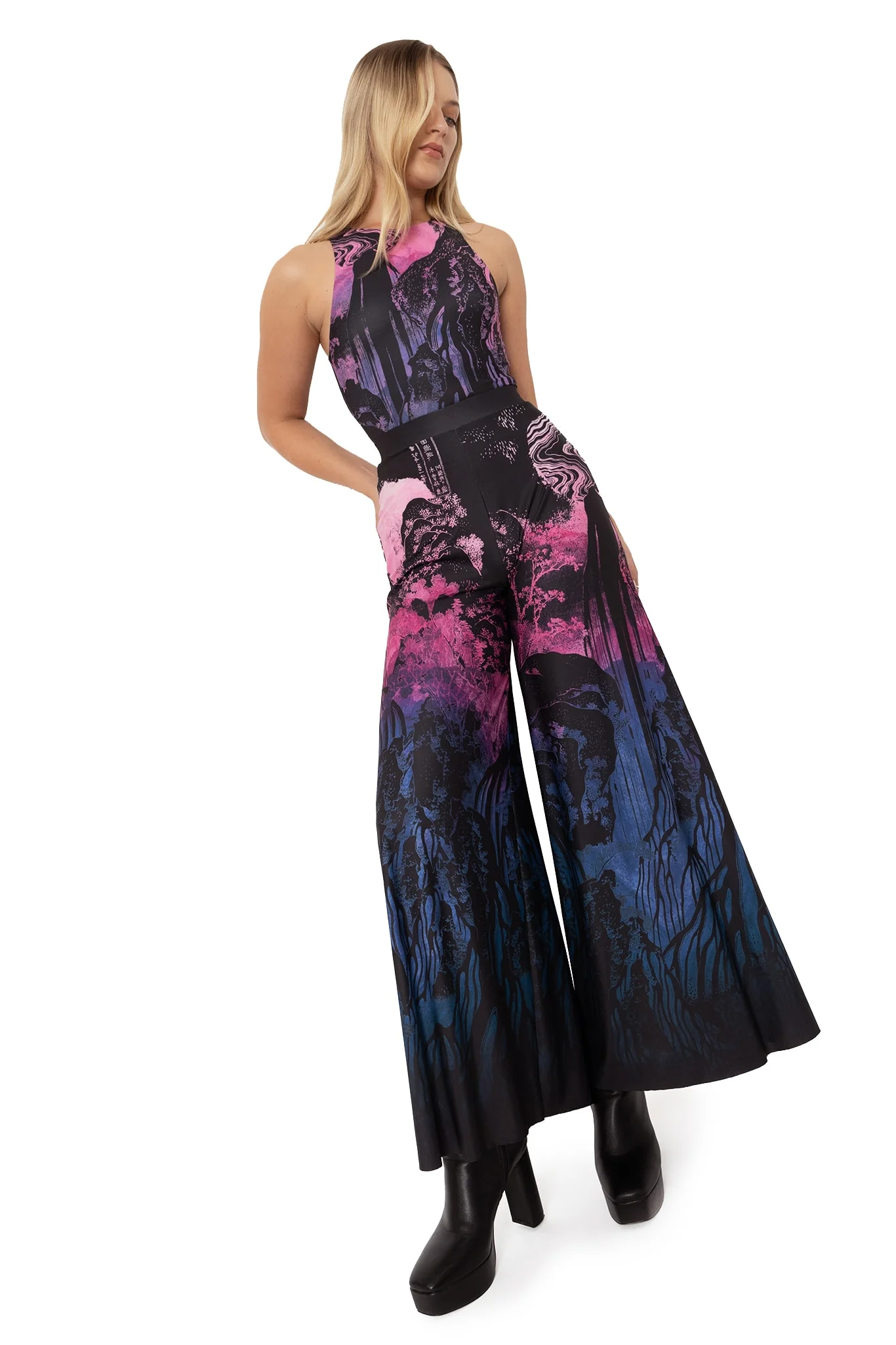 Hokusai's Waterfalls Palazzo Pants - Image 7