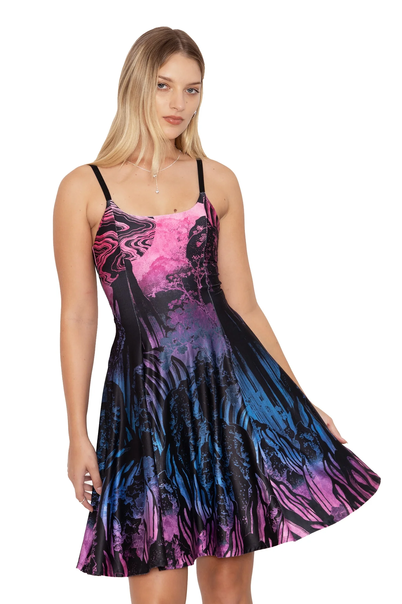 Hokusai's Waterfalls Scoop Longline Strappy Dress - Image 5