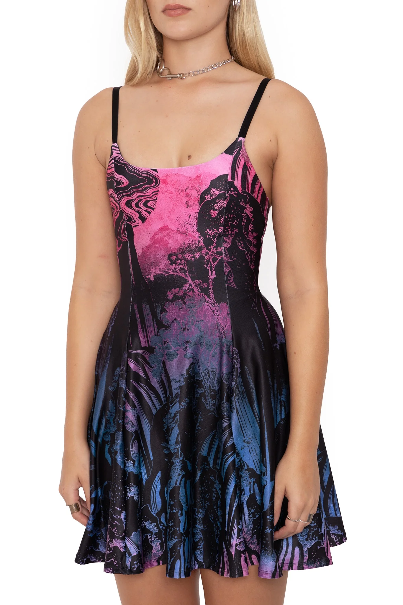 Hokusai's Waterfalls Scoop Mini Strappy Dress - Image 3