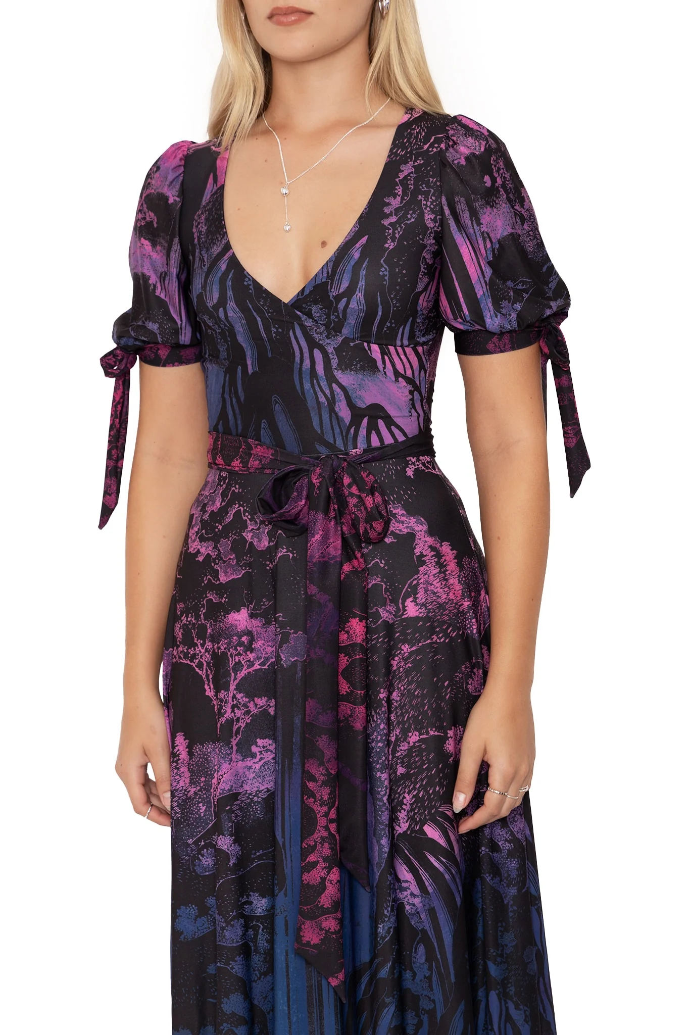 Hokusai's Waterfalls Wrap Maxi Dress - Image 3