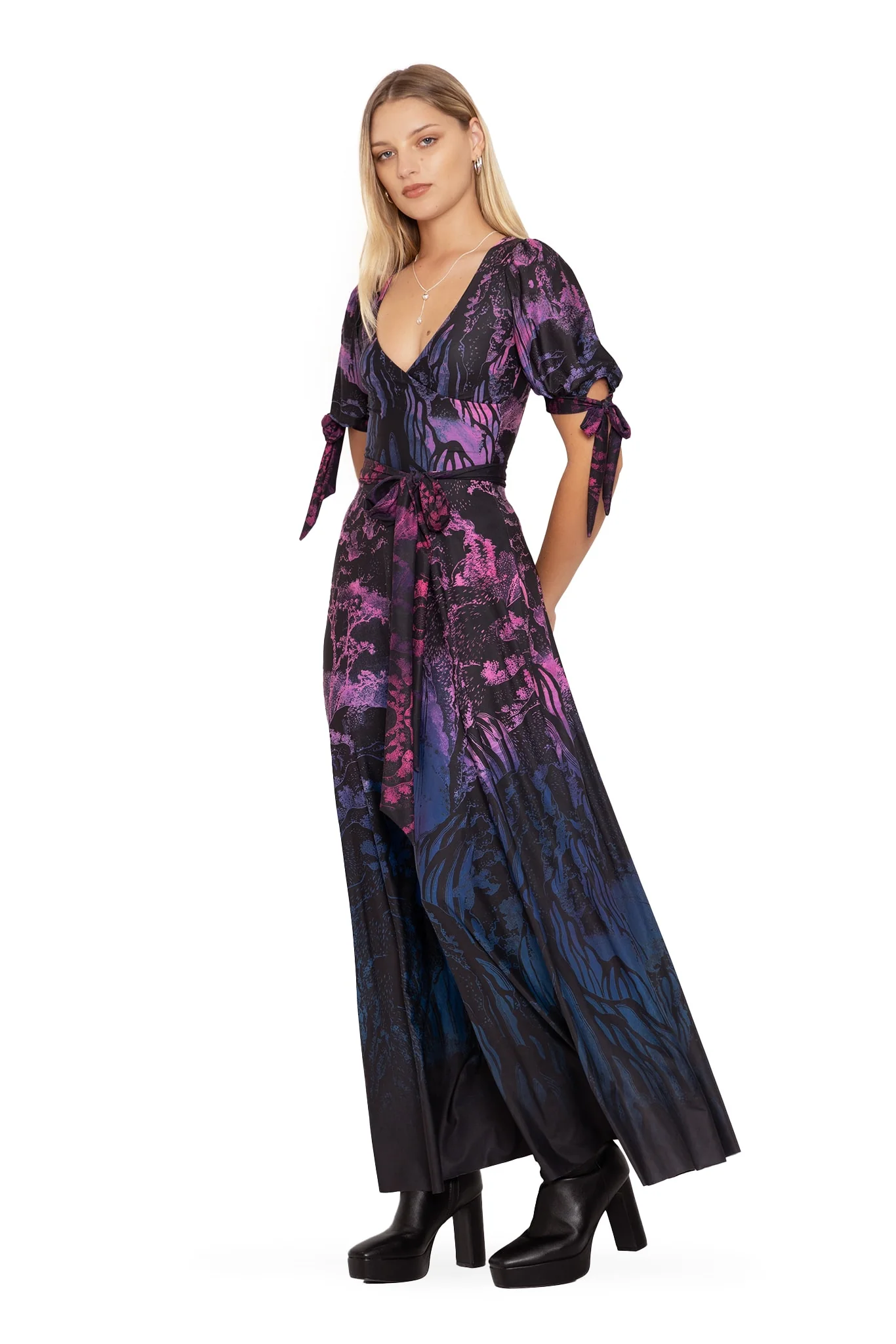 Hokusai's Waterfalls Wrap Maxi Dress - Image 5