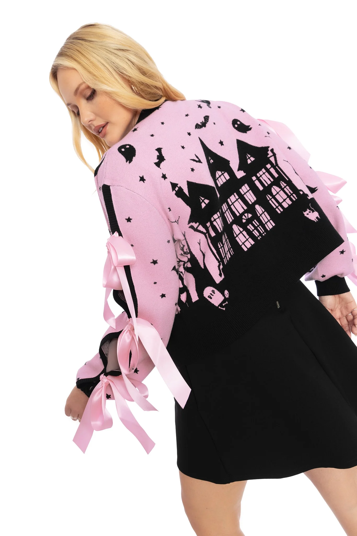 House Of Haunts Cropped Bow Cardigan - Image 10