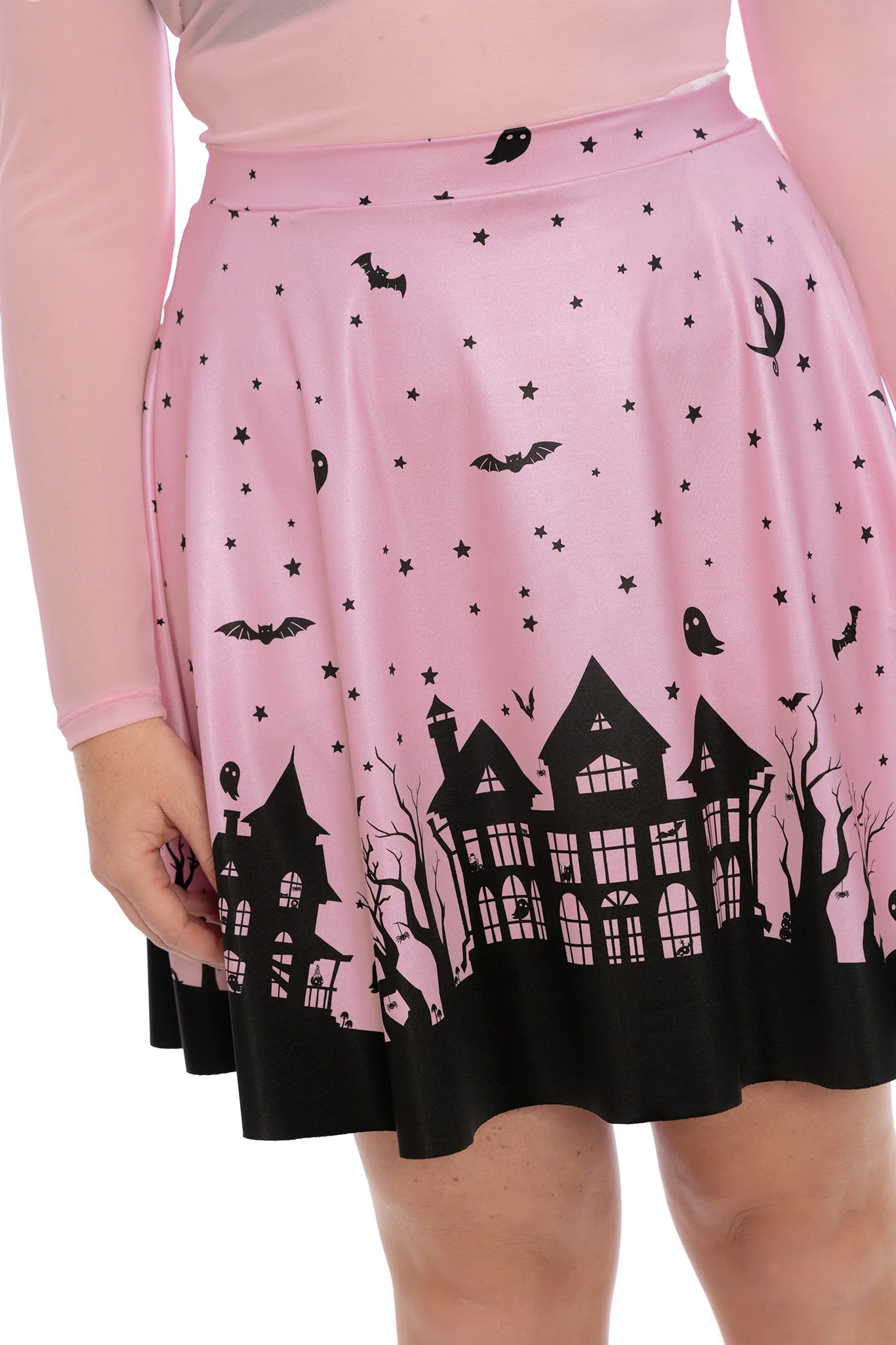 House Of Haunts Shiny Pocket A-Line Skirt - Image 3