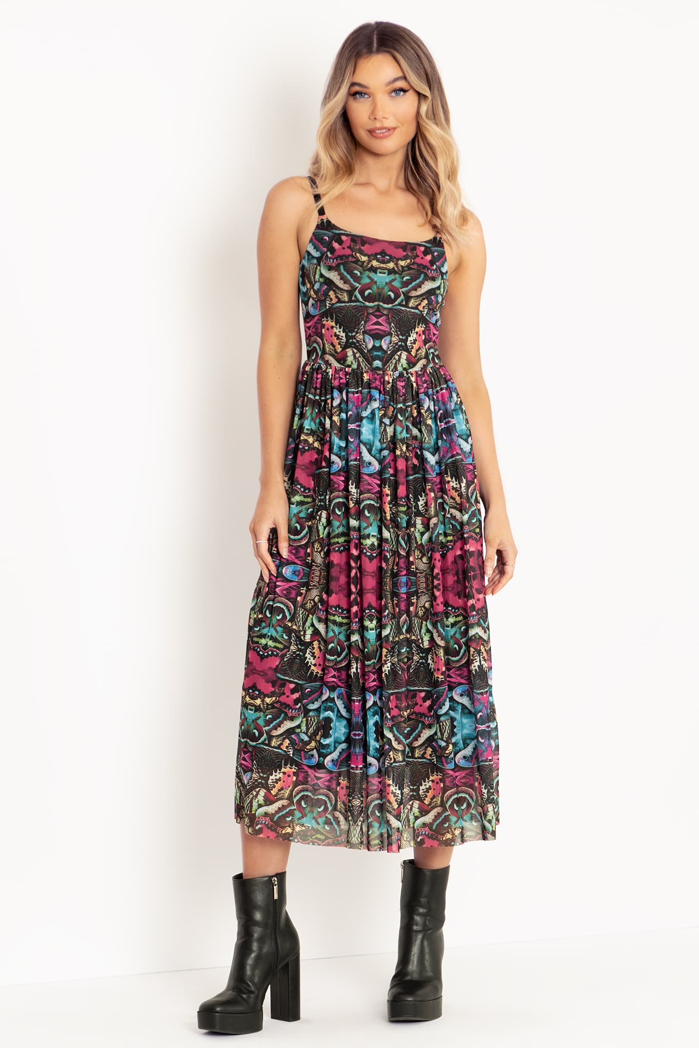 Hyper Moth Scoop Sheer Midaxi Dress - Image 3