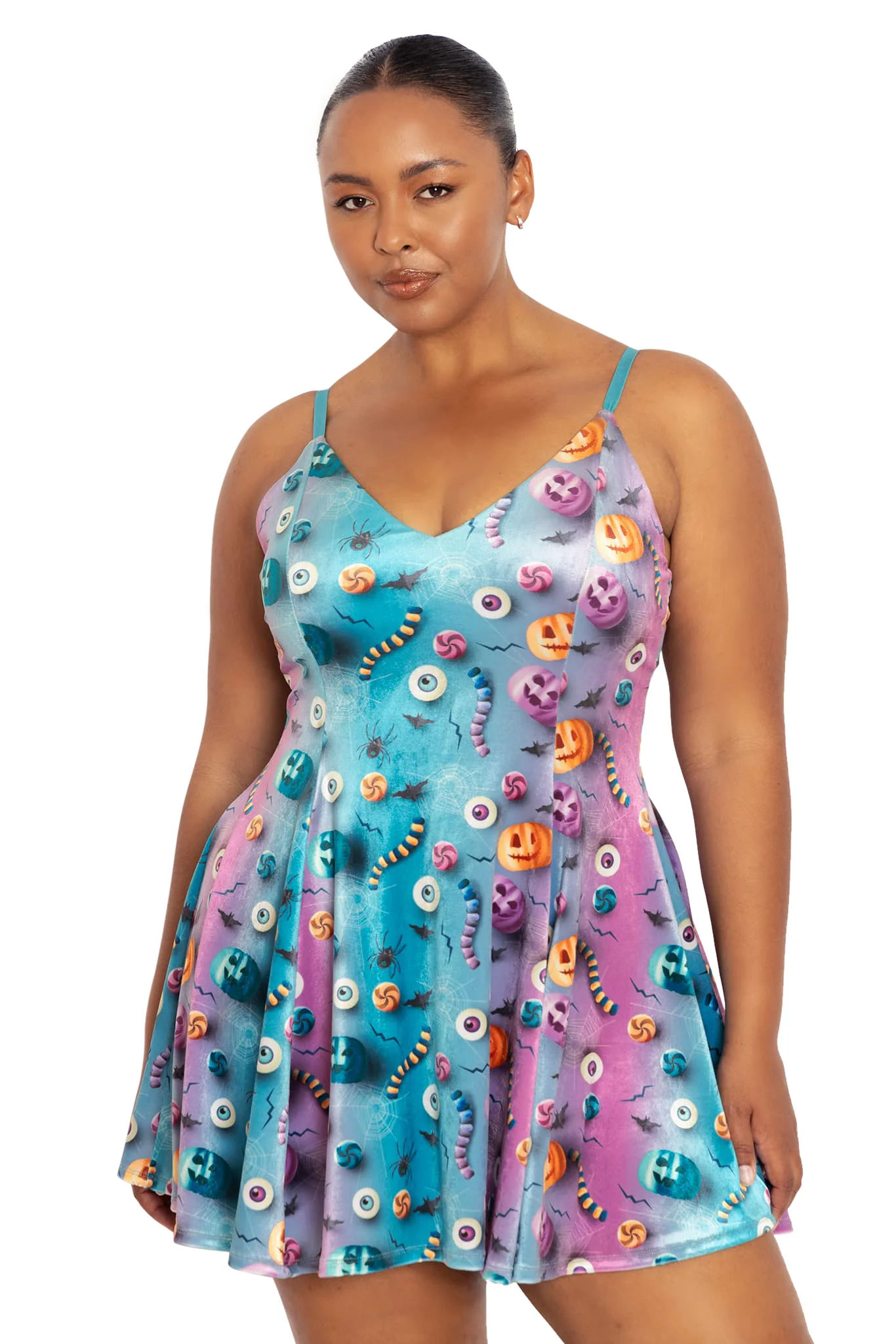 I Want Candy Velvet Mini Strappy Dress - Image 7