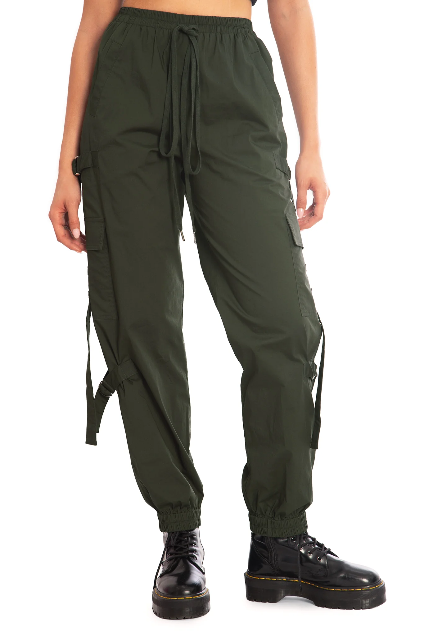 Jungle Green Strappy Comfy Cargo Pants - Image 5