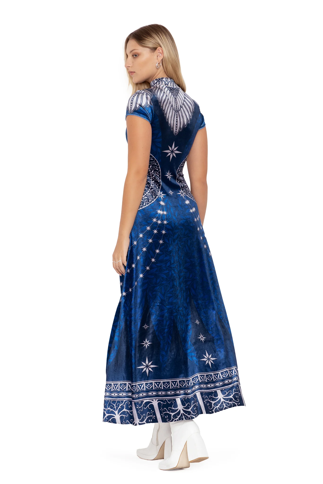 King Of Gondor Velvet High Neck Cap Sleeve Maxi Dress - Image 3