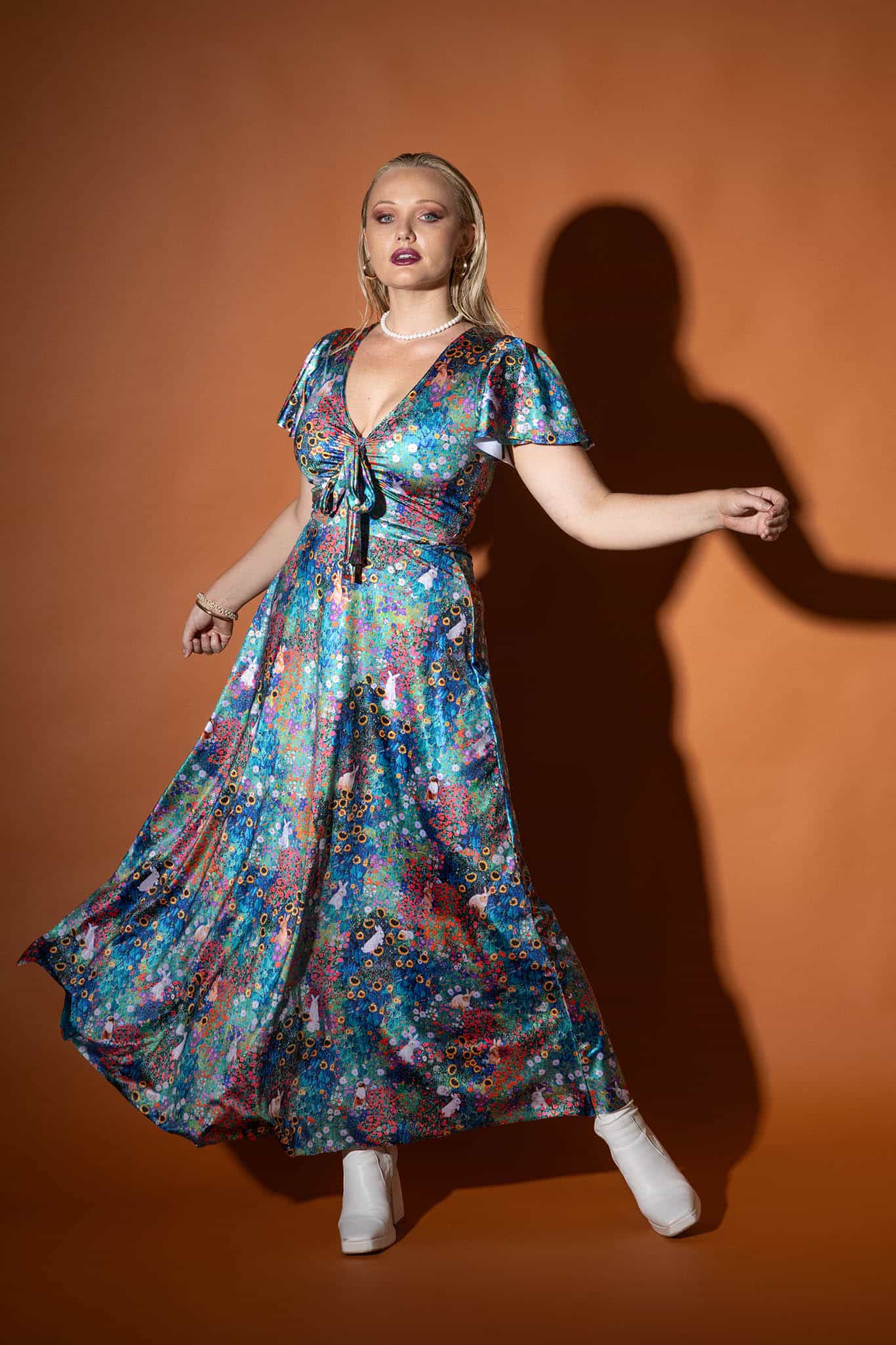 Klimt Collage Bunnies Rio Maxi Dress - Image 3