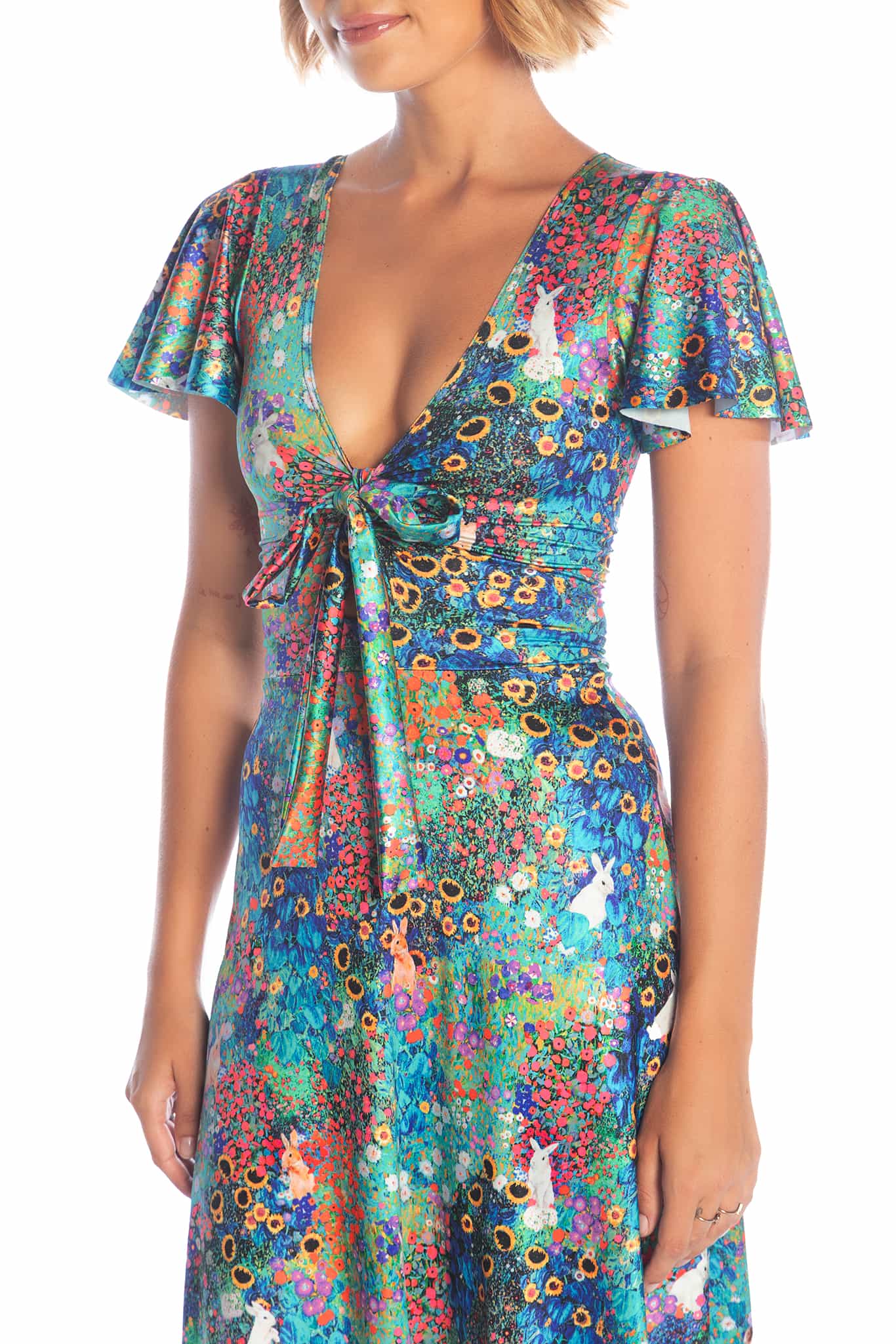 Klimt Collage Bunnies Rio Maxi Dress - Image 4