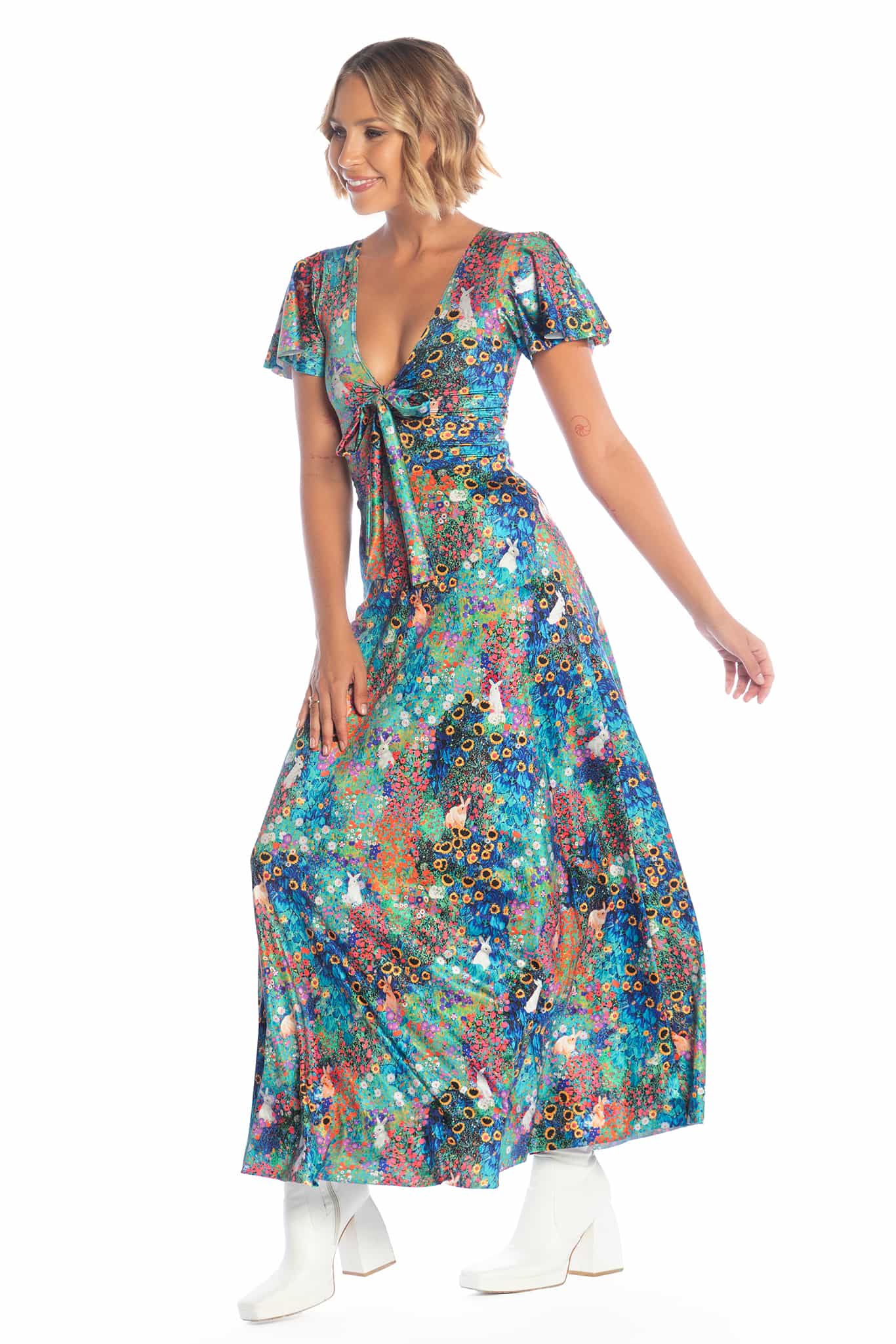 Klimt Collage Bunnies Rio Maxi Dress - Image 5