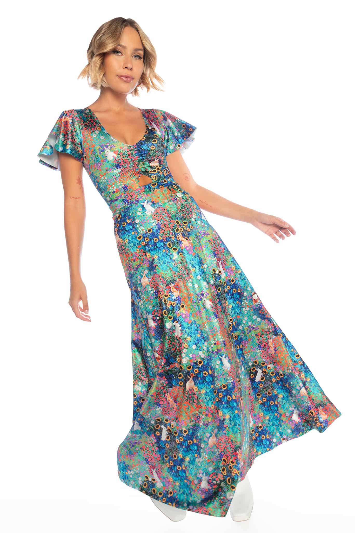 Klimt Collage Bunnies Rio Maxi Dress - Image 6