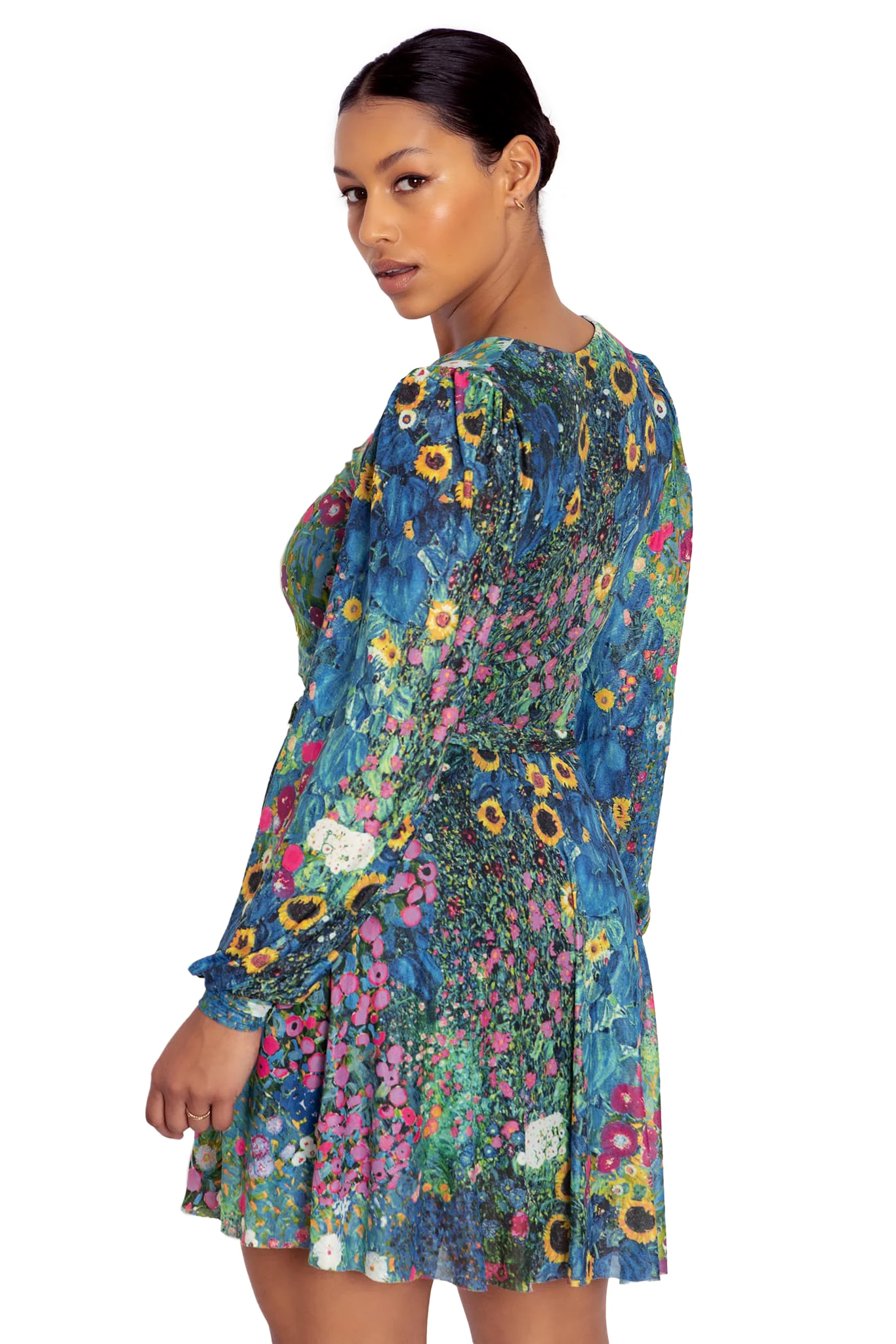 Klimt Collage Pink Sheer Romance Dress - Image 5