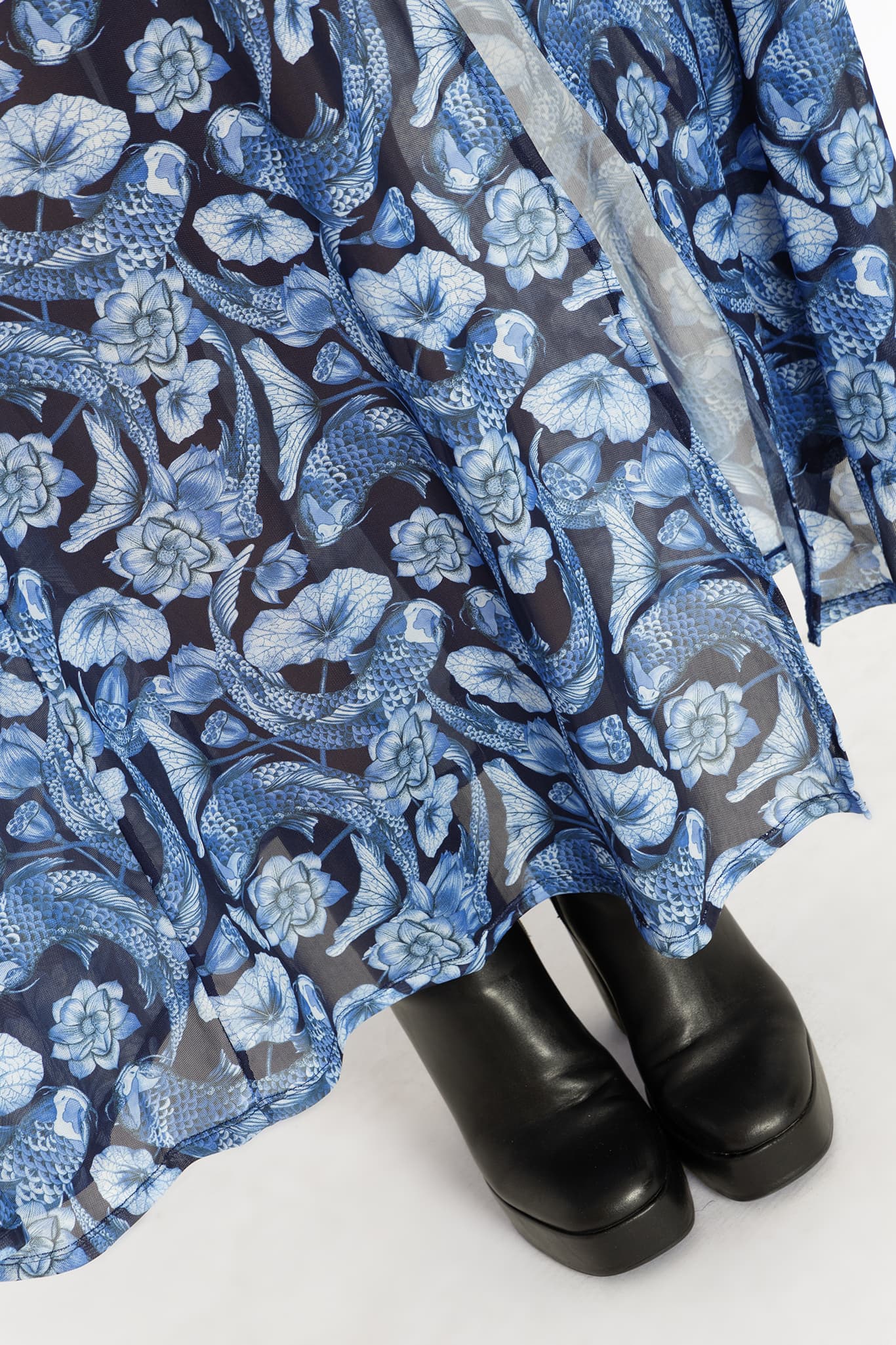Koi Pond Blue 3/4 Sleeve Split Maxi Dress - Image 4