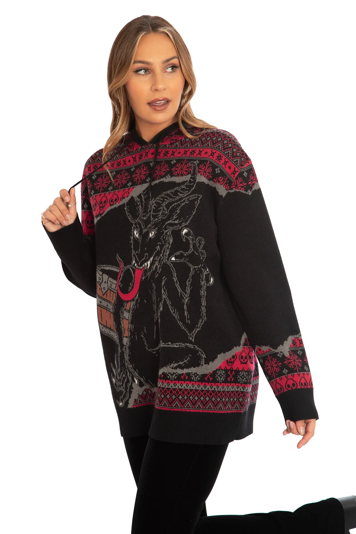 Krampus Oversized Knit Hoodie - Image 5