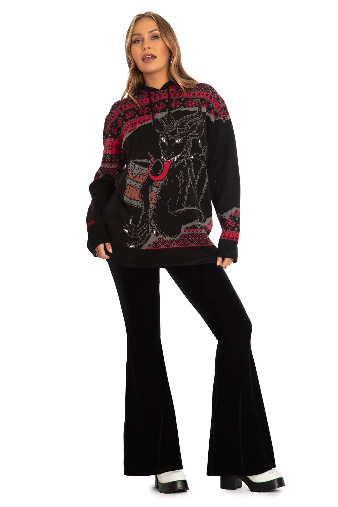 Krampus Oversized Knit Hoodie - Image 6