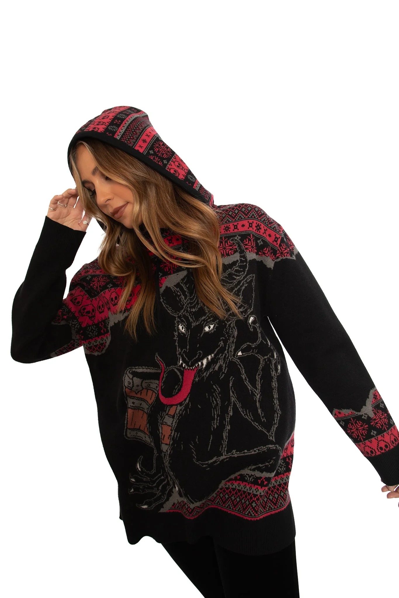 Krampus Oversized Knit Hoodie - Image 7