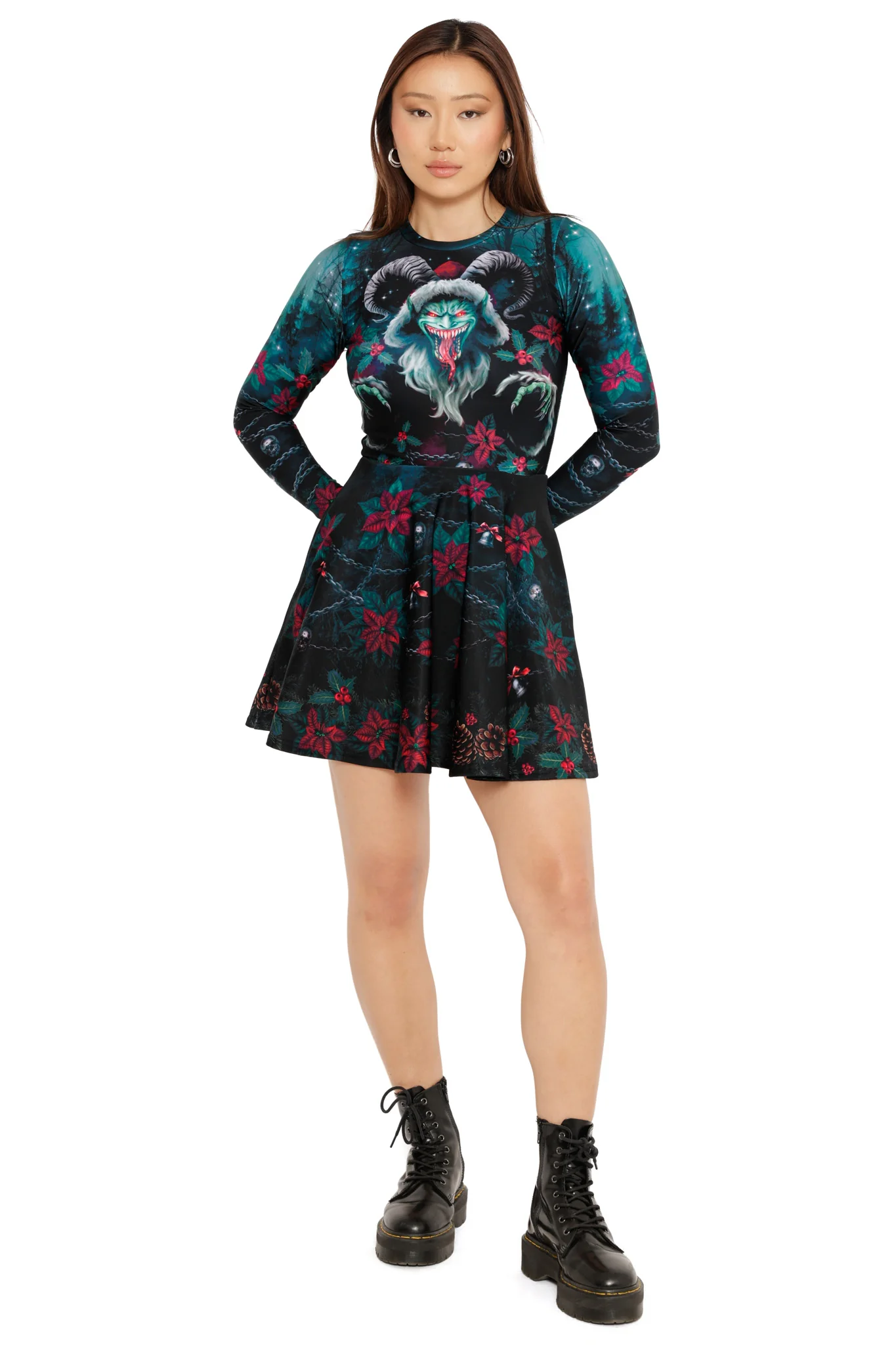 Krampus Toastie Long Sleeve Skater Dress - Image 2
