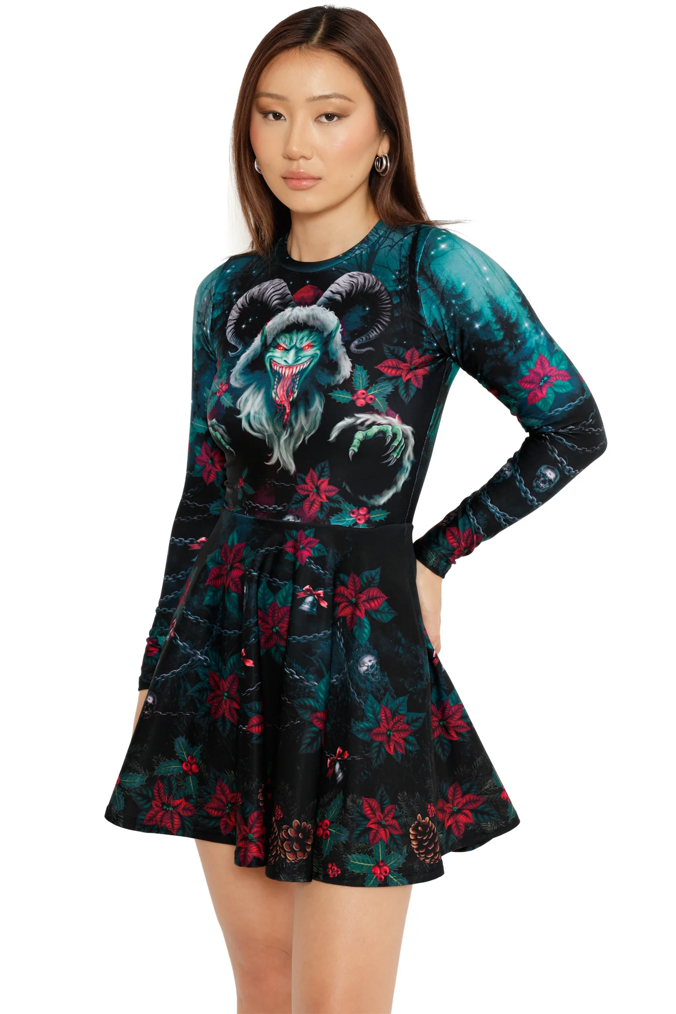 Krampus Toastie Long Sleeve Skater Dress - Image 3